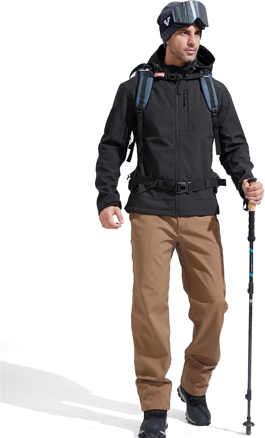 Men's Lightweight Softshell Jacket Winter Fleece Lined Hooded Rain Waterproof Hiking Outdoor Jackets