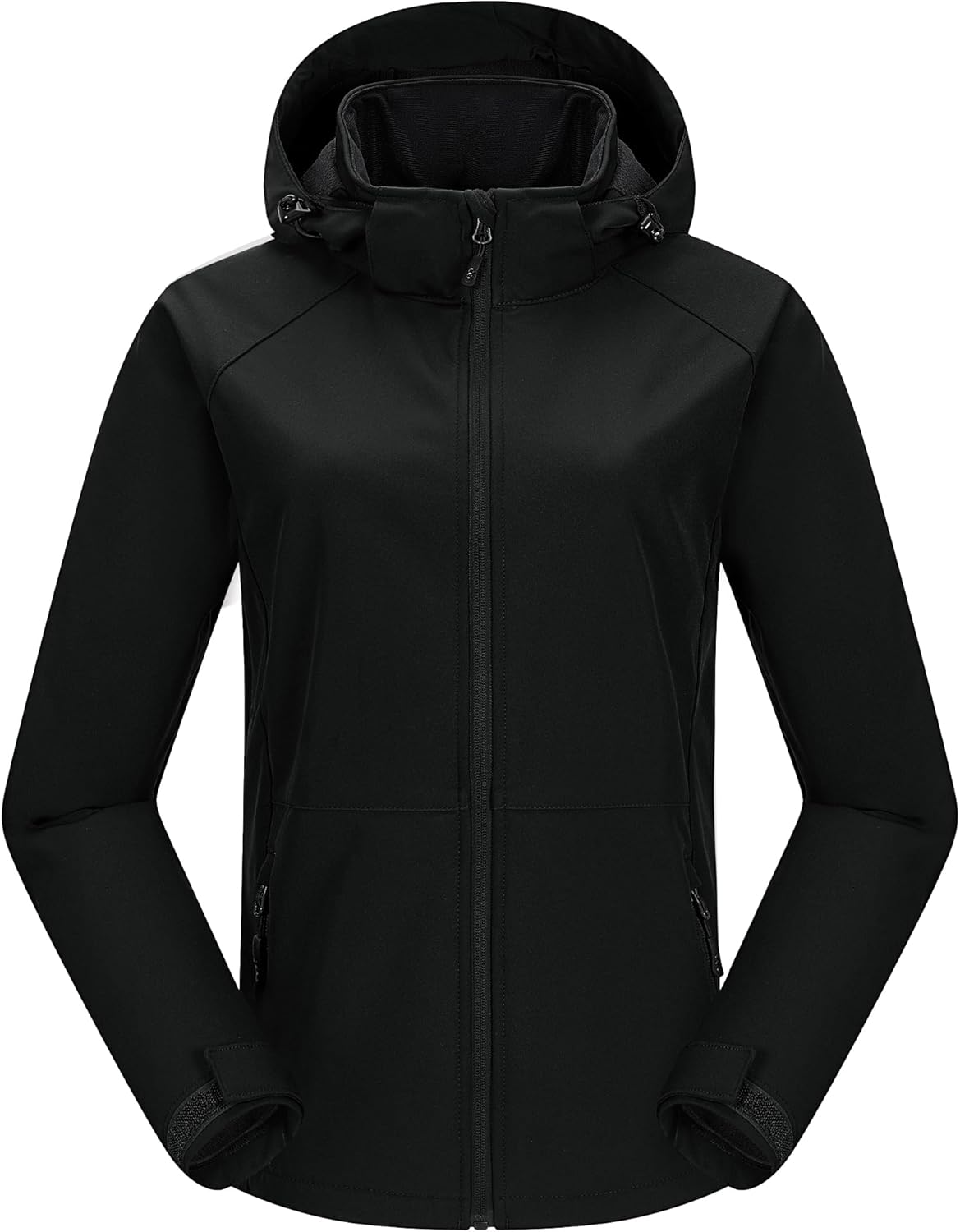 Women's Waterproof Softshell Jacket with Removable Hood Lightweight Fleece Lined Warm Insulated Rain Windbreaker