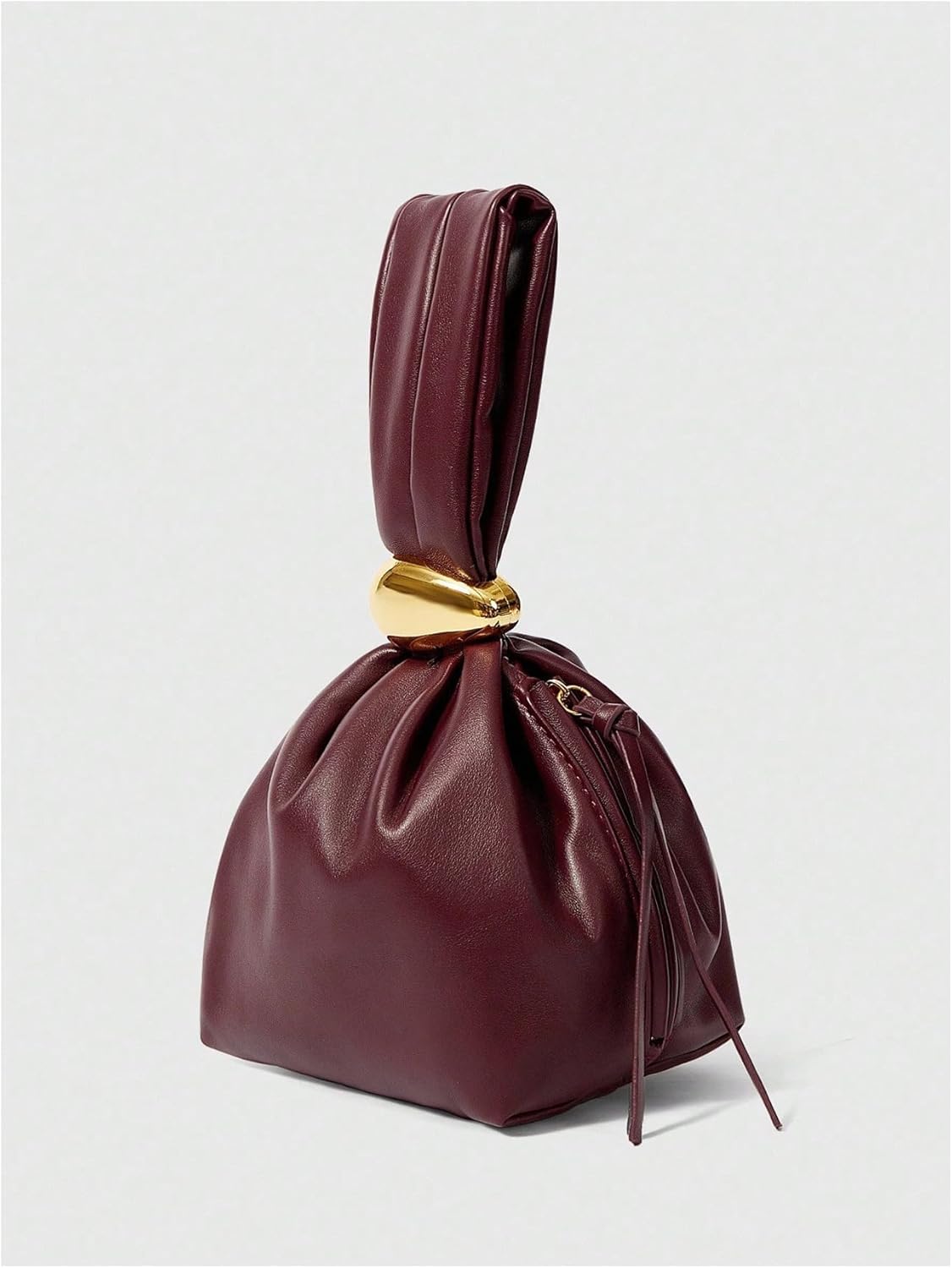 Women's Mini Leather Bucket Bags Top Handle Purse Buckle Handbags Hobo Bag