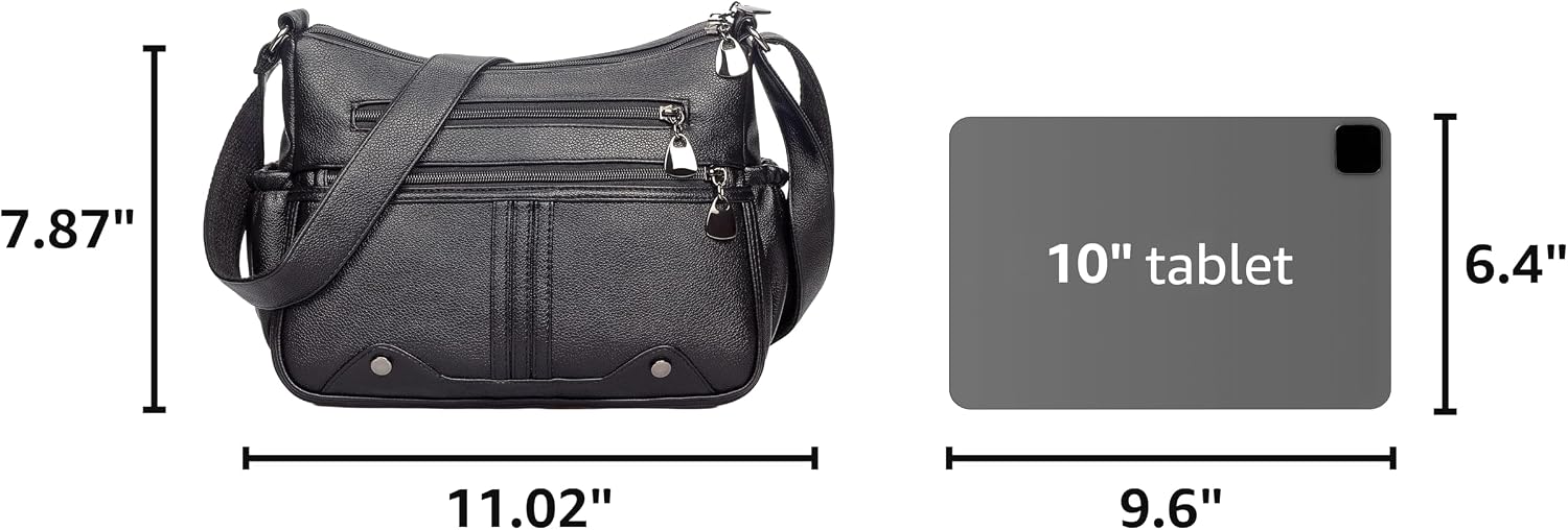 Women Soft PU Leather Shoulder Bag Multi Pocket Crossbody Medium Roomy Tote Top Handle Satchel