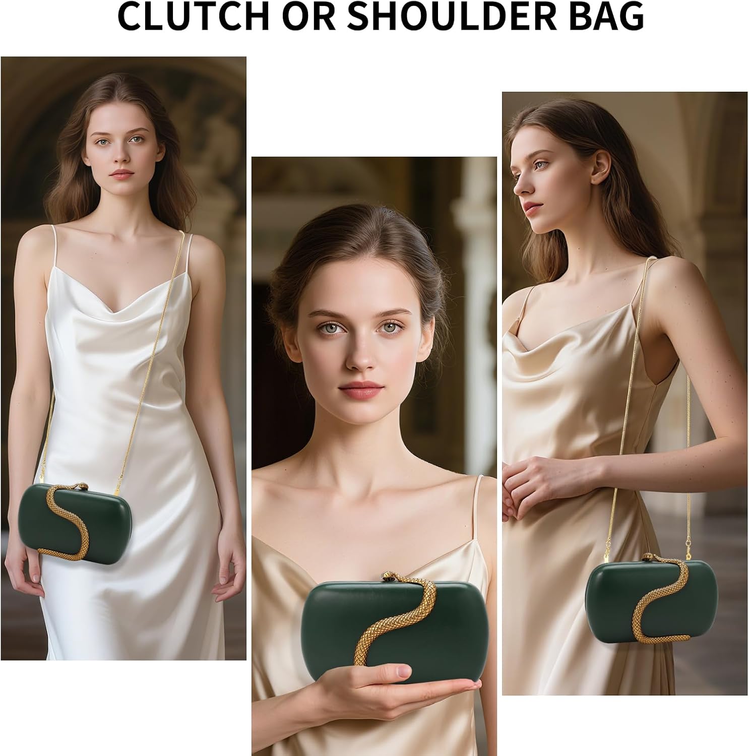 Evening Clutch Purse for Women Small Handbag PU Leather Shoulder Bag for Wedding Formal Party