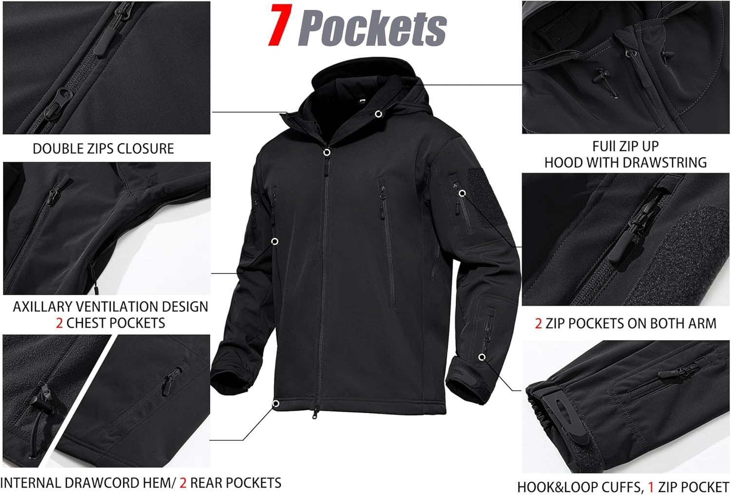 Men's Jacket Tactical Performance Waterproof Softshell Jackets Fleece Lined Ski Snow Winter Windbreaker Men's Jacket Tactical Performance Waterproof Softshell Jackets Fleece Lined Ski Snow Winter Windbreaker