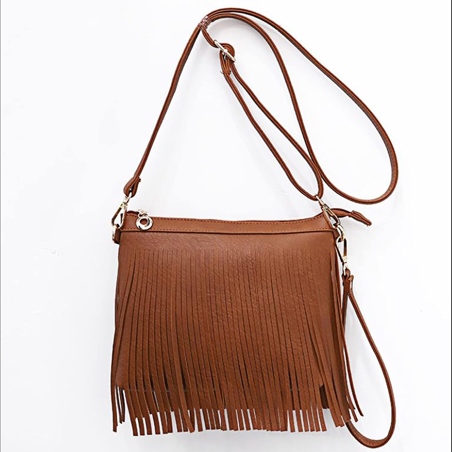 Women Small Fringe Tassel PU Leather Hobo Cross-body Shoulder Bag Wrist Bag Handbag