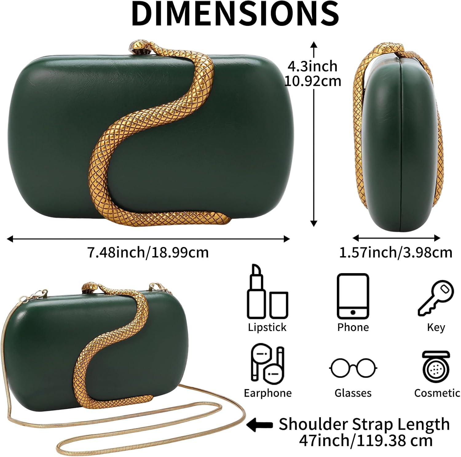 Evening Clutch Purse for Women Small Handbag PU Leather Shoulder Bag for Wedding Formal Party