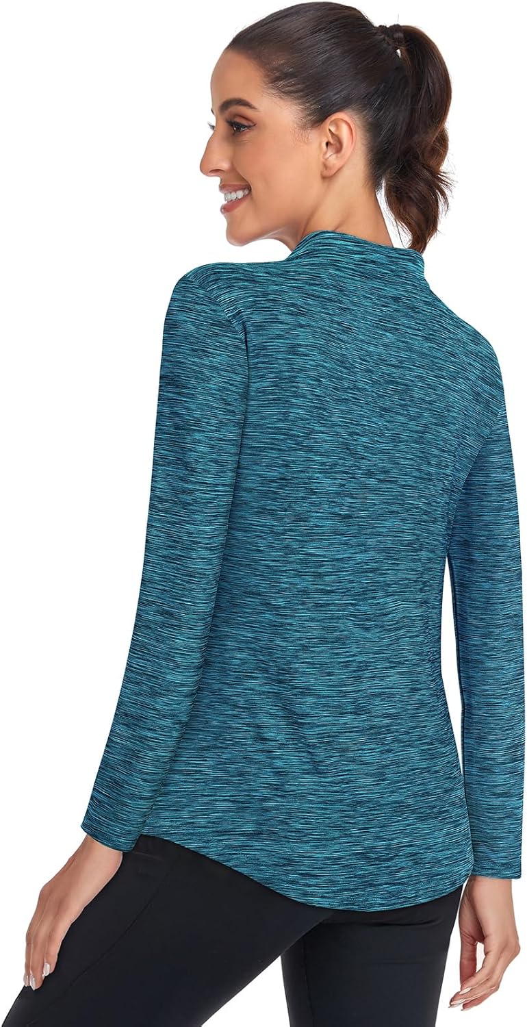 Womens Golf Shirts 1 4 Zip Sun Protection Quick Dry Tennis Running Athletic Workout Tops