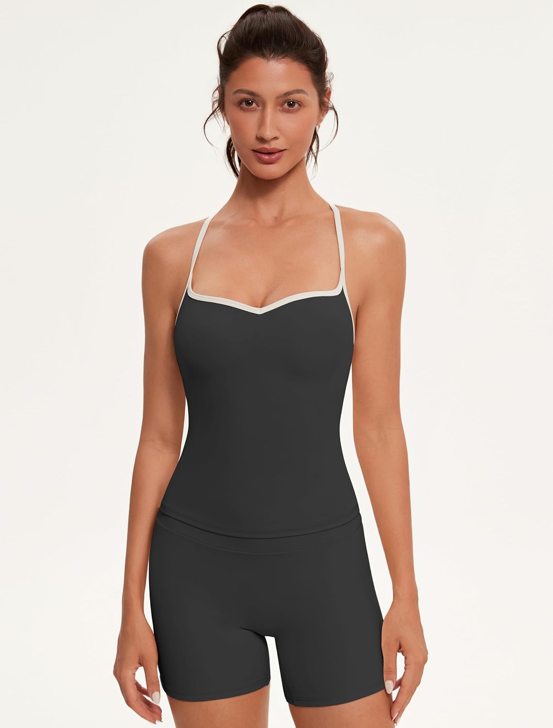 Sports Bras for Women Cute Sweetheart Neck Workout Tank Tops Open Back Yoga Bra Top
