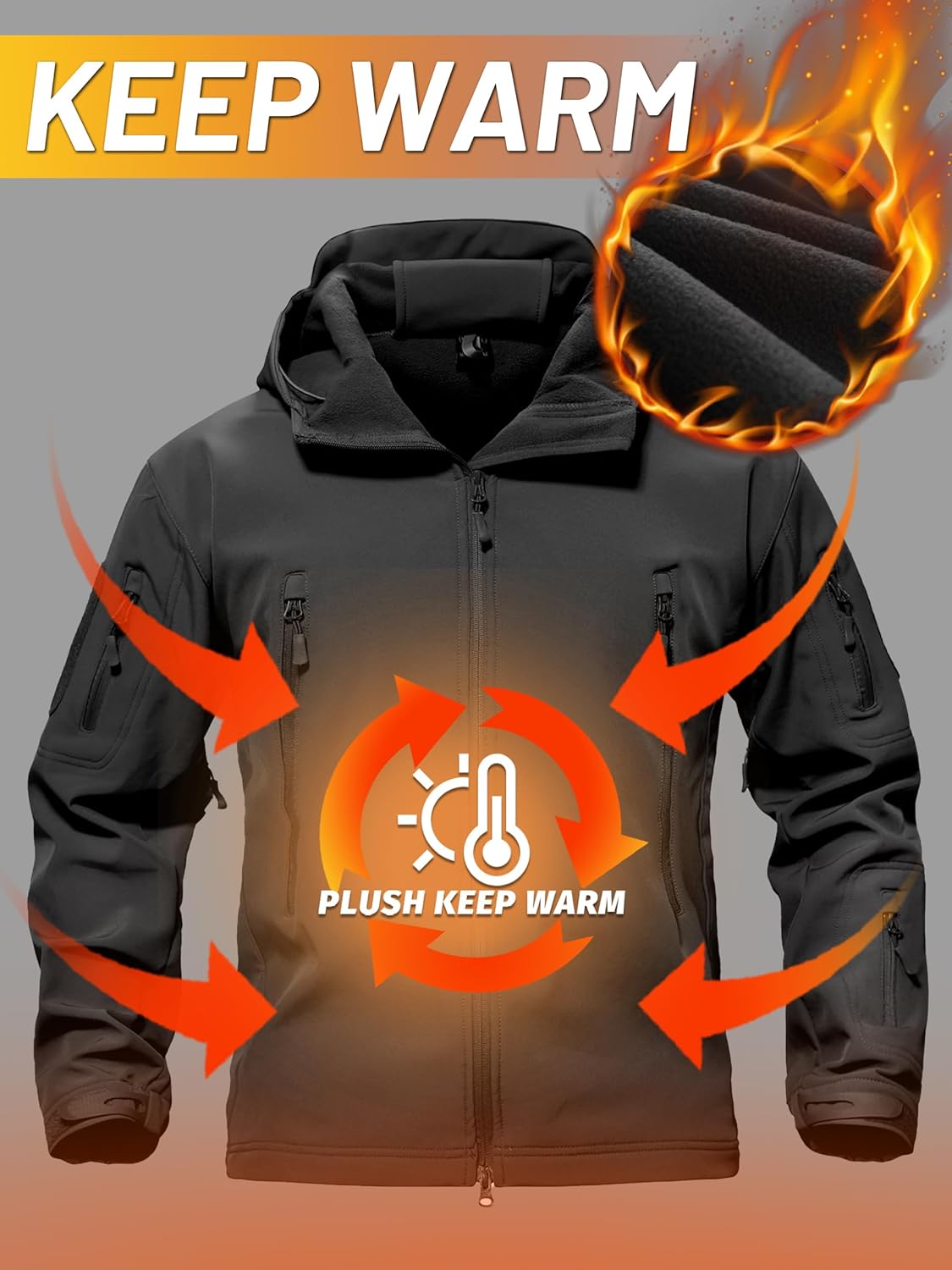 Men's Special Ops Military Tactical Soft Shell Rain Warm Fleece Lined Jacket Winter Hood Coat Hiking Snowboard