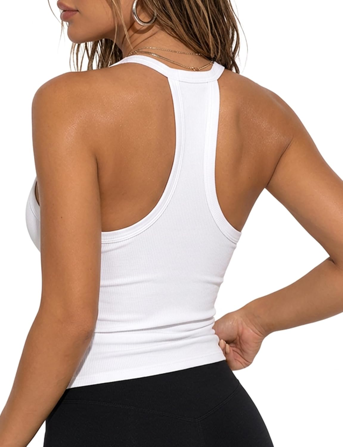 Women 's V Neck Tank Tops Sleeveless Ribbed Knit Slim Fit Racerback Workout Tops Sexy Camisole Summer Clothes