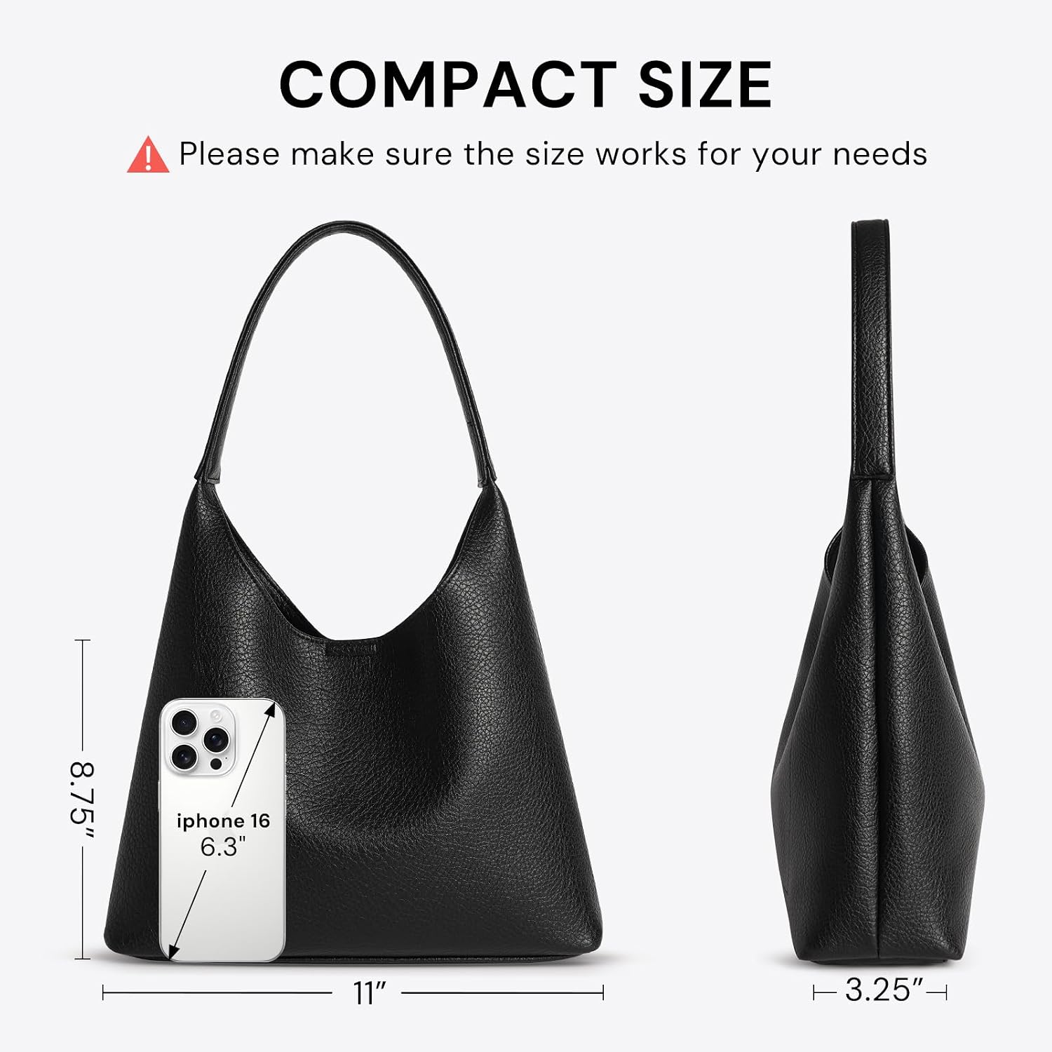 Hobo Bags for Women Small Slouchy Purse Soft Vegan Leather Shoulder Bag Everyday Tote Handbag 11 28cm