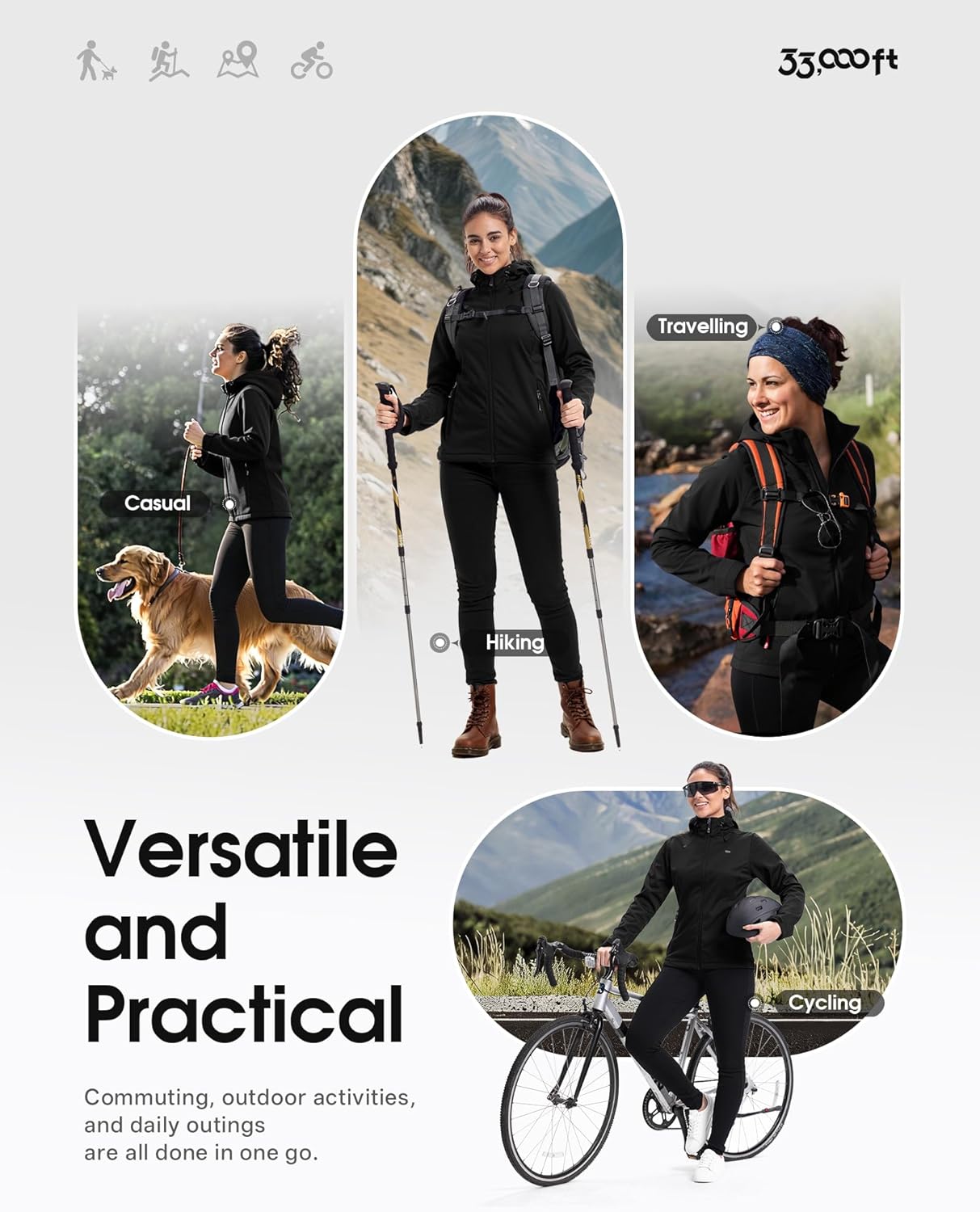 Women's Softshell Jacket Waterproof Warm Fleece Lined Lightweight Windproof Hooded Insulated Windbreaker Women's Softshell Jacket Waterproof Warm Fleece Lined Lightweight Windproof Hooded Insulated Windbreaker