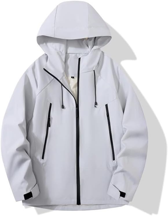 Women Hooded Softshell Jacket Full Zip Adjustable Hook Loop Cuffs Windproof Water Resistant Hiking Camping Travel Coat