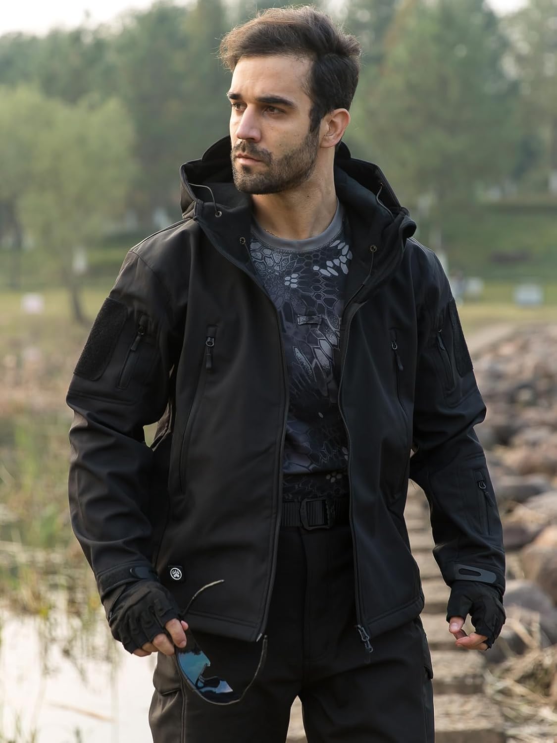 Men's Army Special Ops Military Tactical Jacket Softshell Fleece Hooded Outdoor Coat