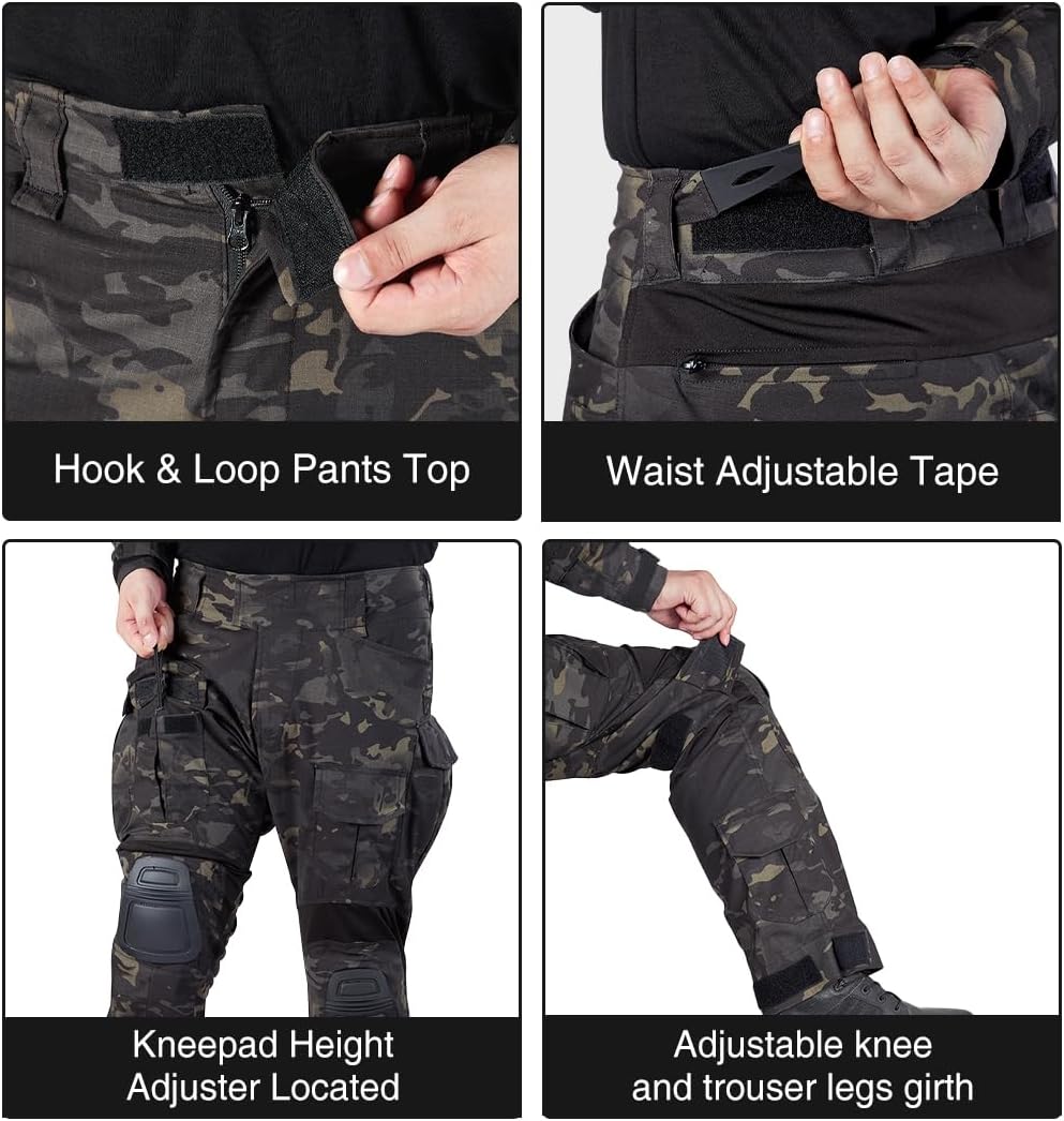 G3 Pants Tactical Clothing with Knee Pads BDU Trousers Rip-Stop Pants for Outdoor