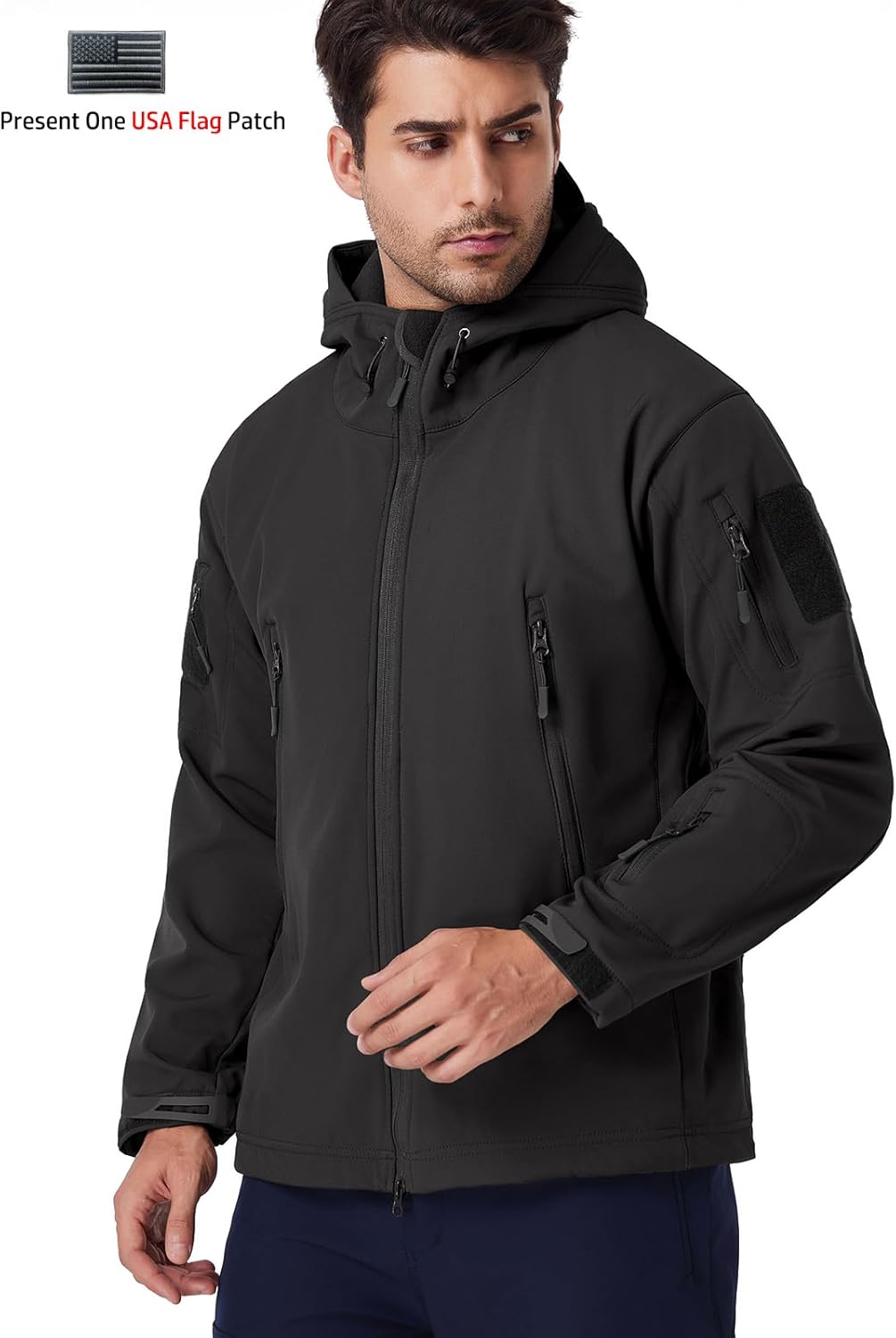 Men's Army Special Ops Military Tactical Jacket Softshell Fleece Hooded Outdoor Coat