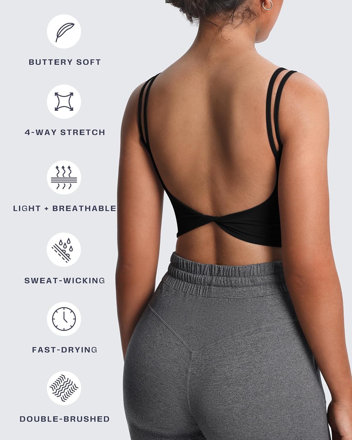 Women's Workout Sports Bras Fitness Yoga Crop Tank Metamorph Twist Back Cami