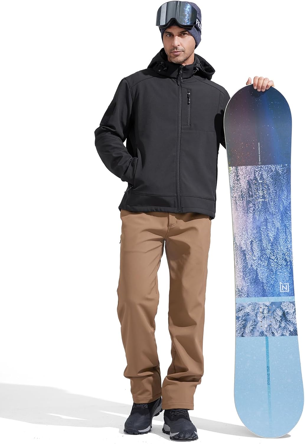 Men's Lightweight Softshell Jacket Winter Fleece Lined Hooded Rain Waterproof Hiking Outdoor Jackets
