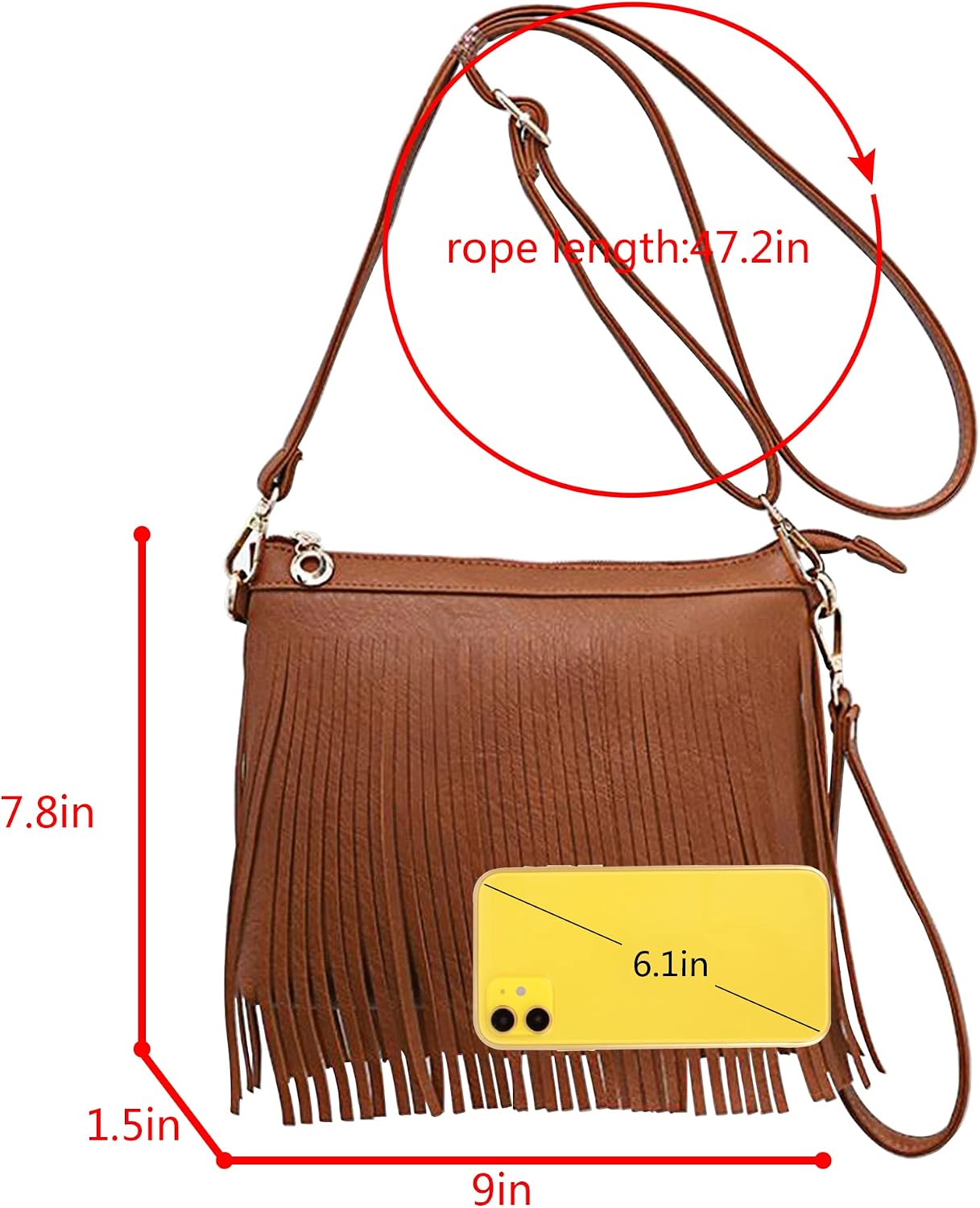 Women Small Fringe Tassel PU Leather Hobo Cross-body Shoulder Bag Wrist Bag Handbag