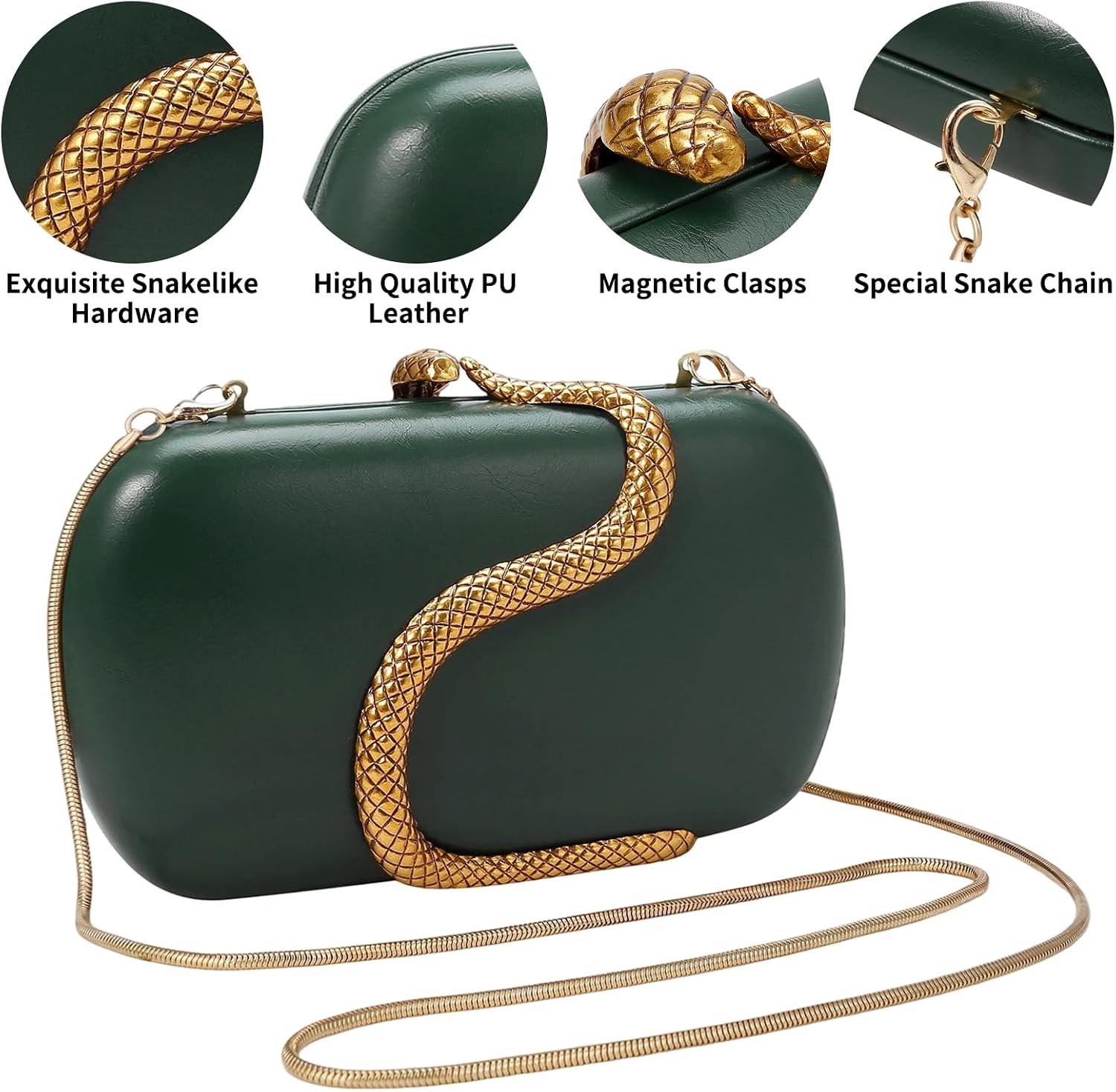 Evening Clutch Purse for Women Small Handbag PU Leather Shoulder Bag for Wedding Formal Party