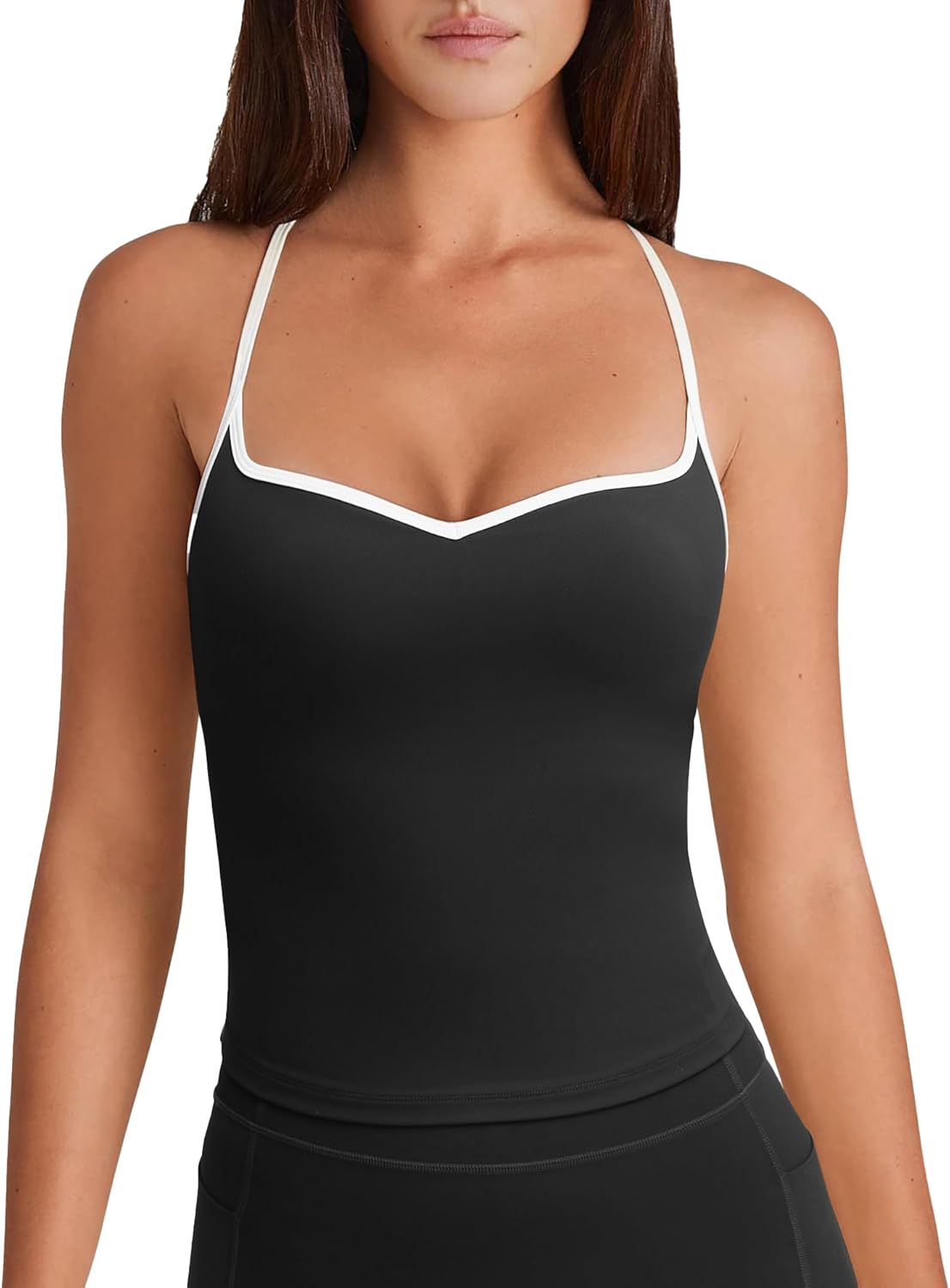 Sports Bras for Women Cute Sweetheart Neck Workout Tank Tops Open Back Yoga Bra Top
