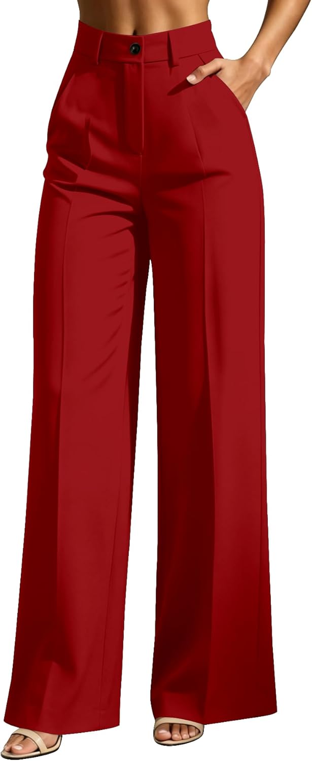 Women's High Waist Wide Leg Pants Tailored Flowy Trousers Casual Work Pants Women's High Waist Wide Leg Pants Tailored Flowy Trousers Casual Work Pants