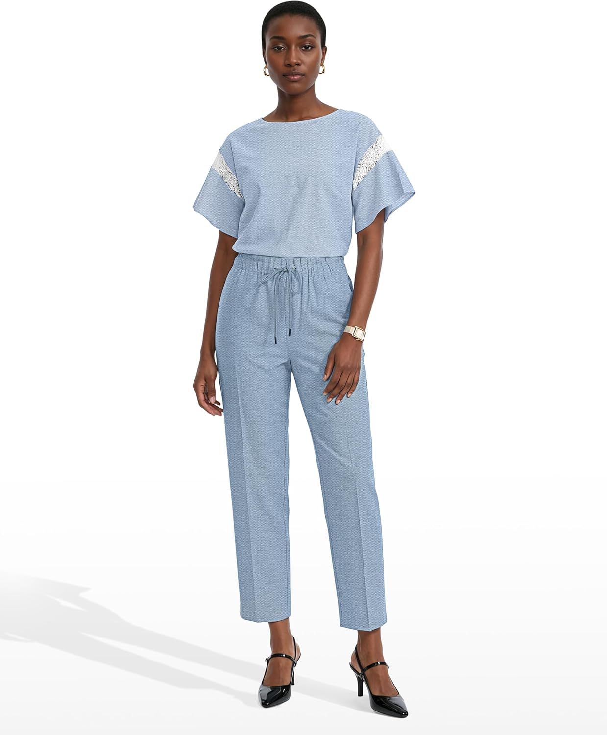 Women's Pull on Wide Leg Crop Drawstring Pant