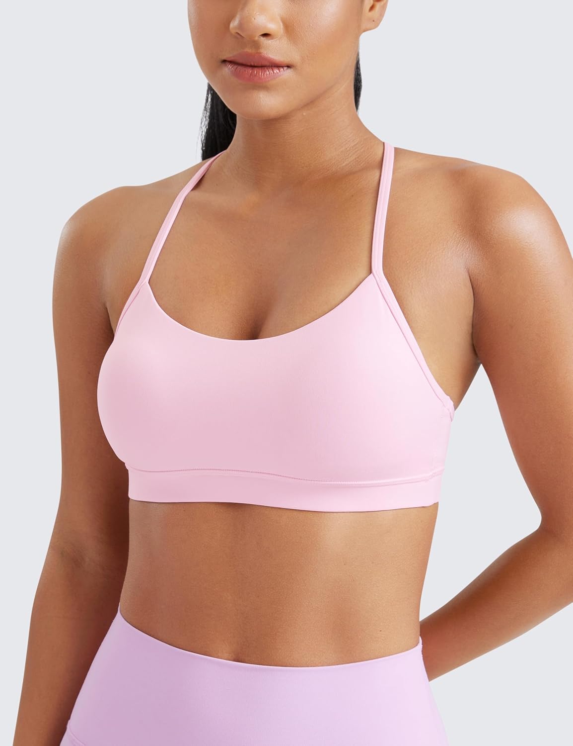 Y Back Sports Bras for Women - Padded Racerback Low Impact Spaghetti Thin Strap Workout Yoga Top