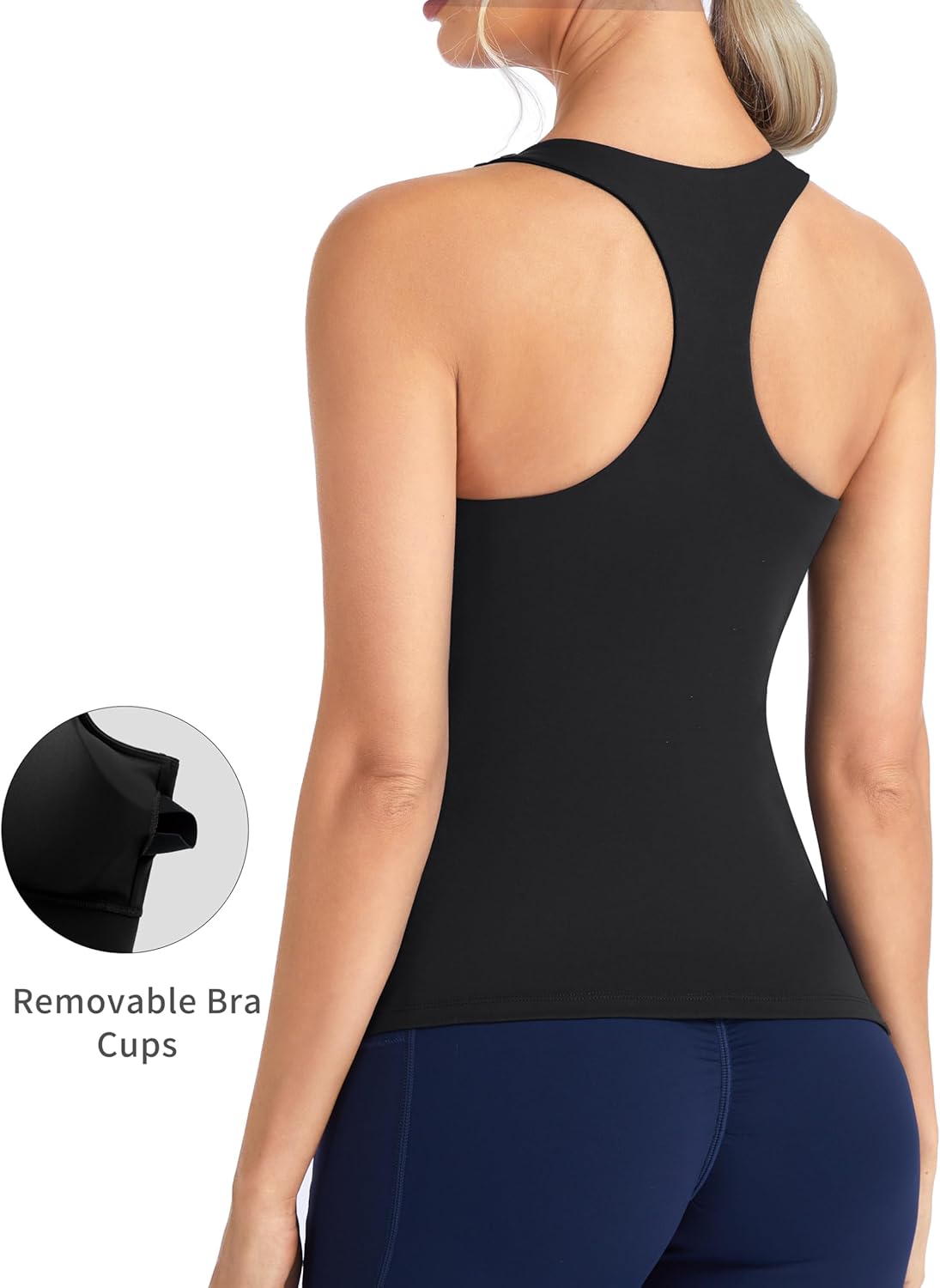 Women 's Longline Yoga Sports Bra Racerback Slim Fit Sleeveless Padded Workout Tank Tops Built in Bra