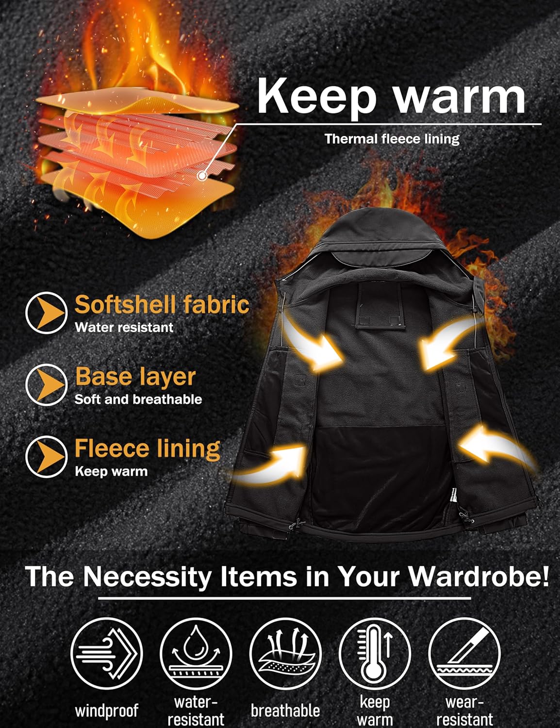 Men's Jacket Tactical Performance Waterproof Softshell Jackets Fleece Lined Ski Snow Winter Windbreaker Men's Jacket Tactical Performance Waterproof Softshell Jackets Fleece Lined Ski Snow Winter Windbreaker
