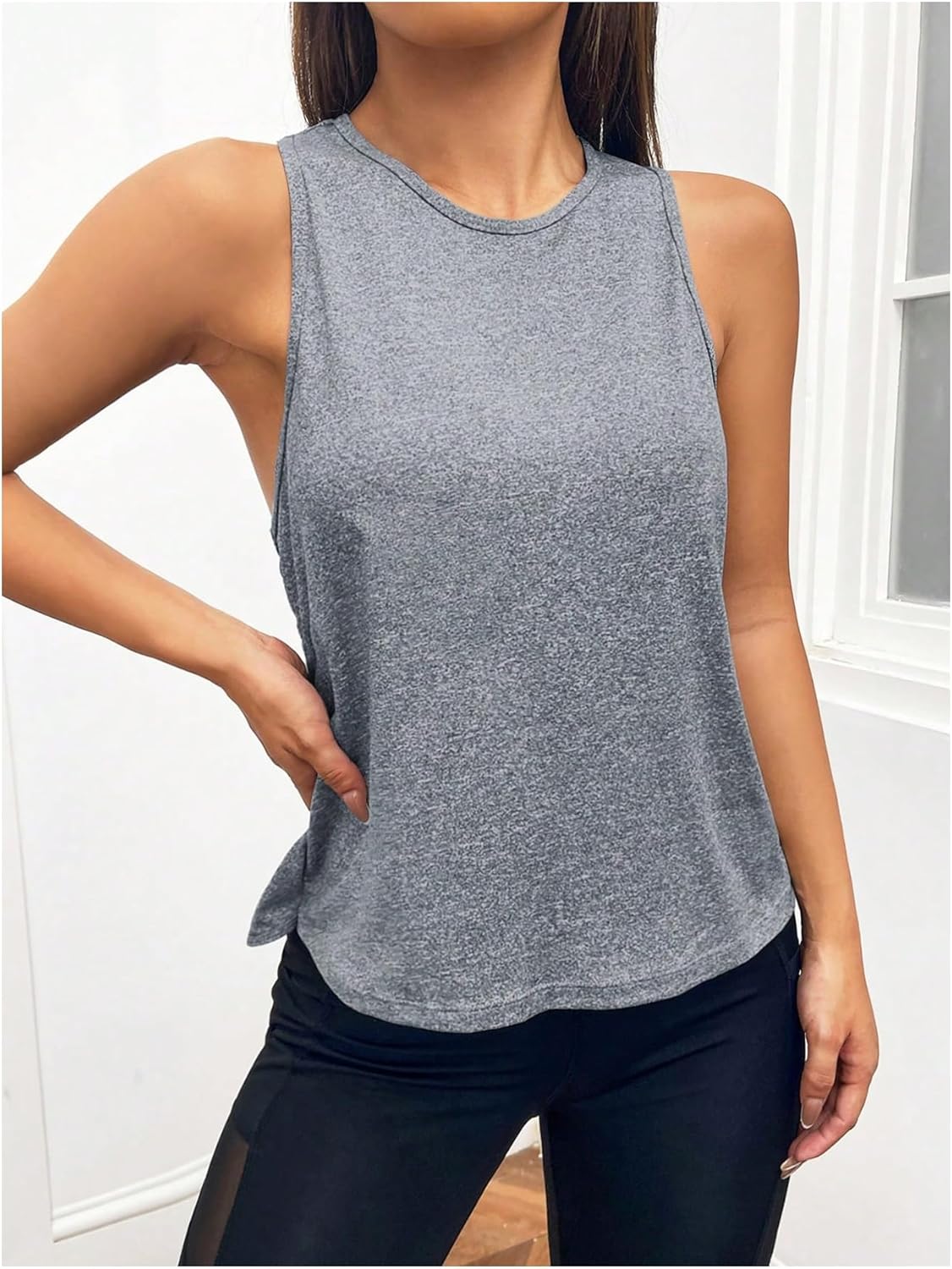 Women's Racerback Gym Tops Sleeveless Mesh Insert Athletic Tank Top Workout Shirts
