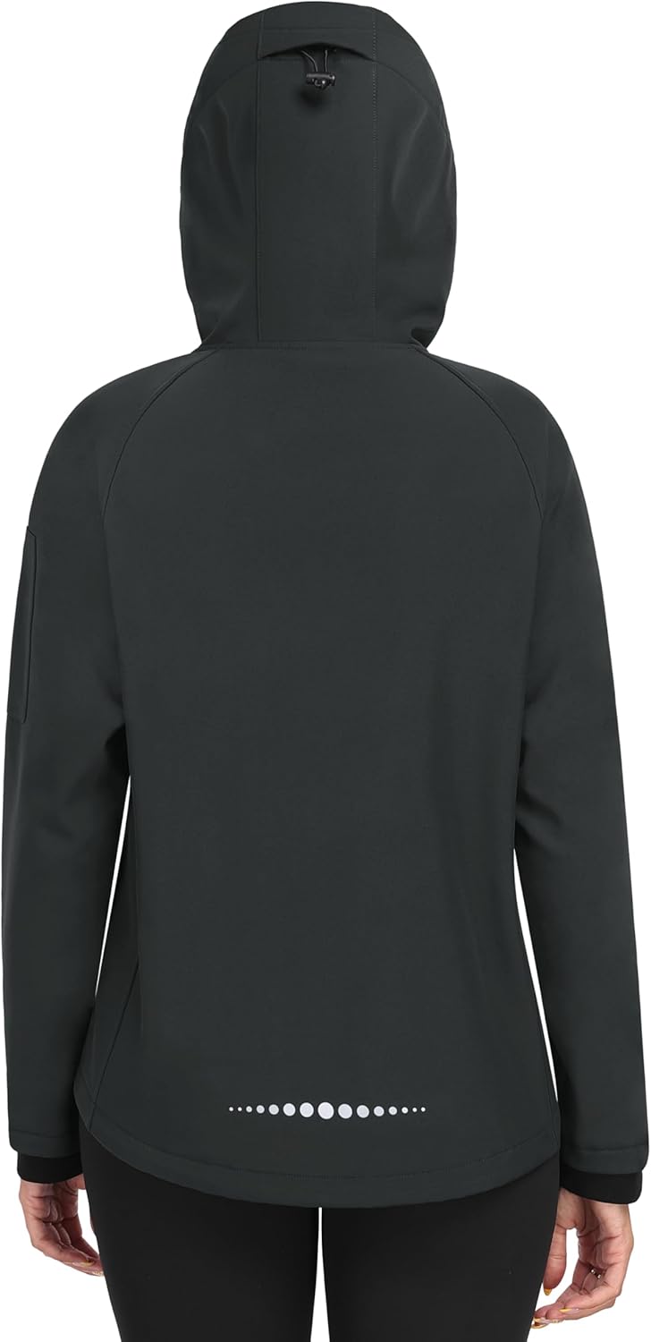 Women's Fleece Lined Softshell Jacket Hooded Windproof Lightweight Insulated Jacket Full Zip Warm Coat Women's Fleece Lined Softshell Jacket Hooded Windproof Lightweight Insulated Jacket Full Zip Warm Coat