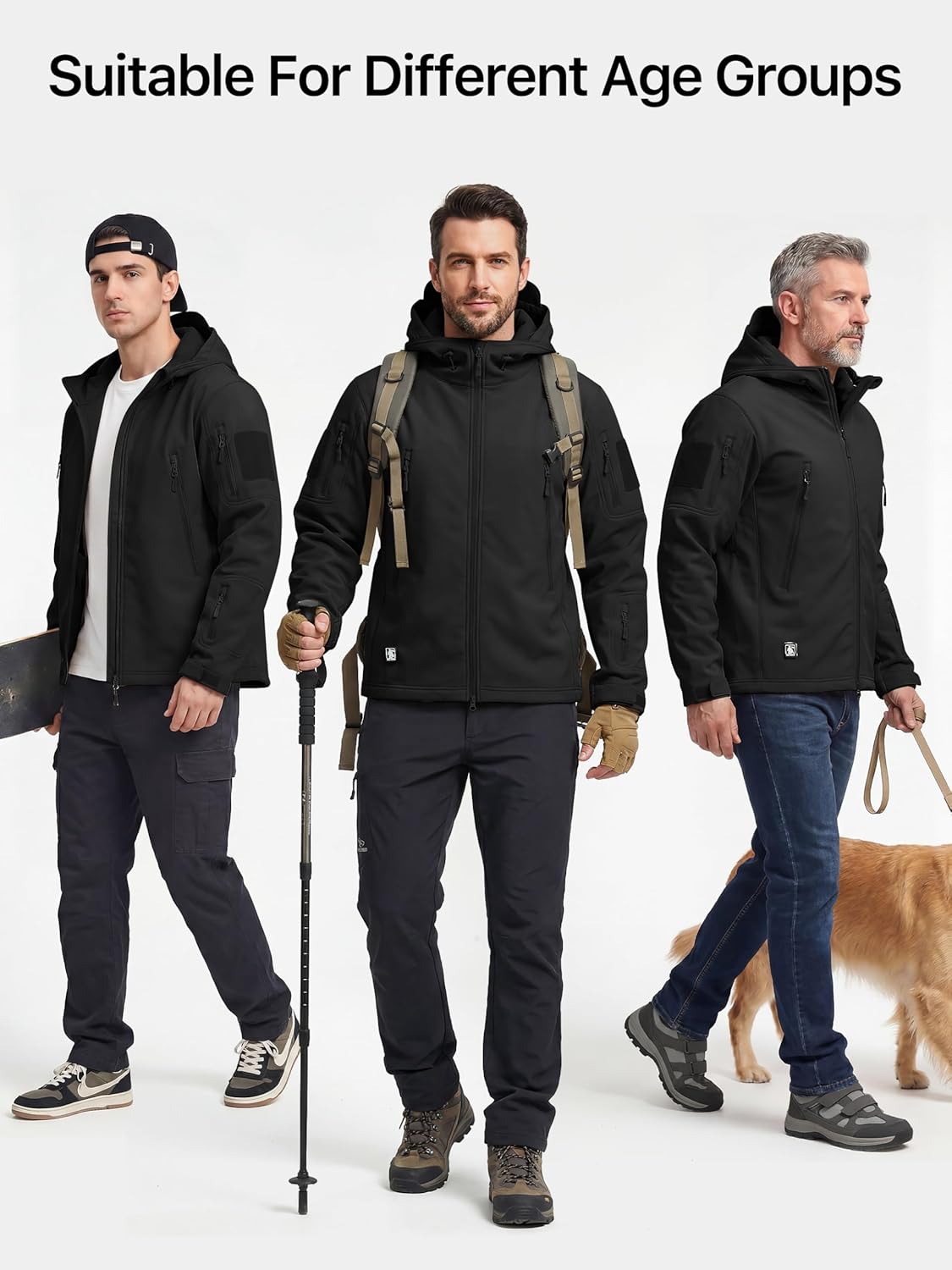 Men's Outdoor Waterproof Soft Shell Hooded Military Tactical Jacket