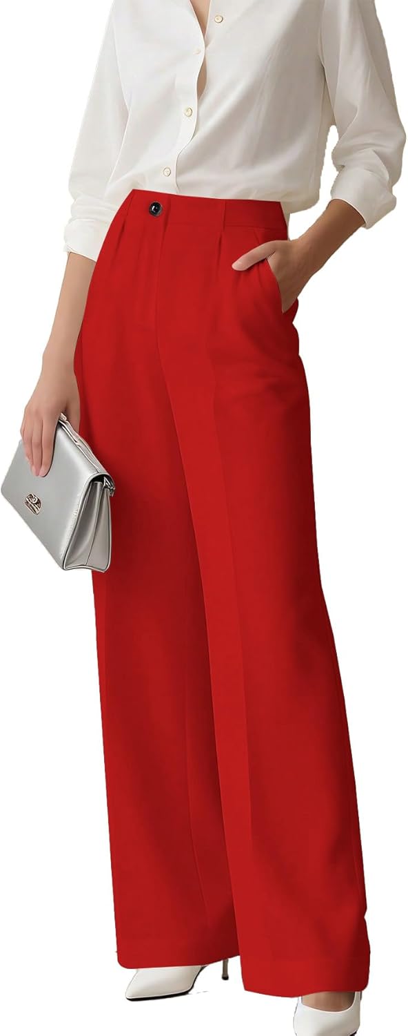 Women's High Waist Wide Leg Pants Tailored Flowy Trousers Casual Work Pants
