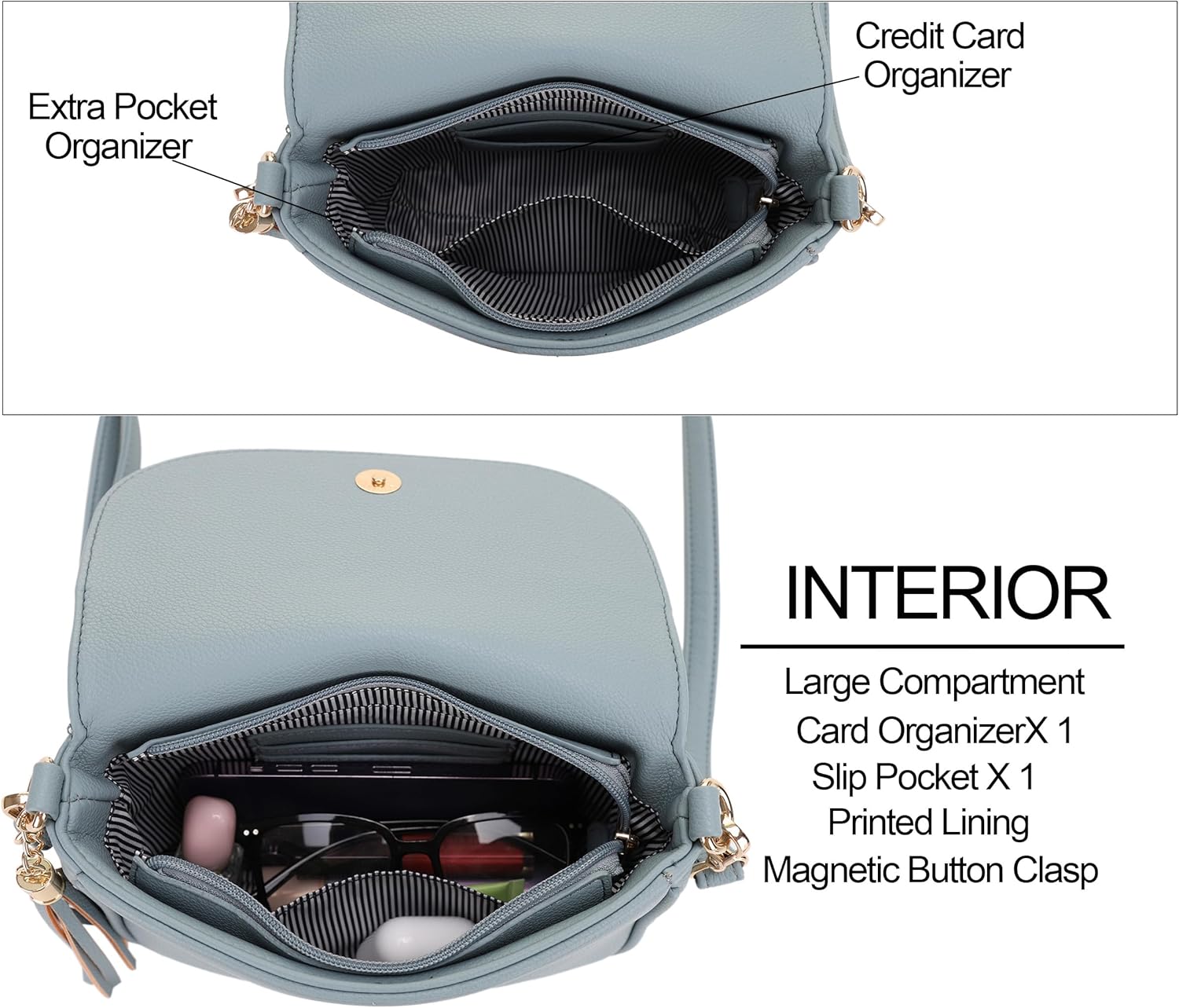 Small Crossbody Bags for Women Flap Saddle Purses with Tassel Vegan Leather Shoulder Bag