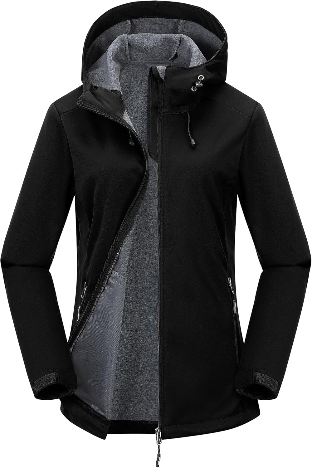 Women's Softshell Jacket Waterproof Warm Fleece Lined Lightweight Windproof Hooded Insulated Windbreaker