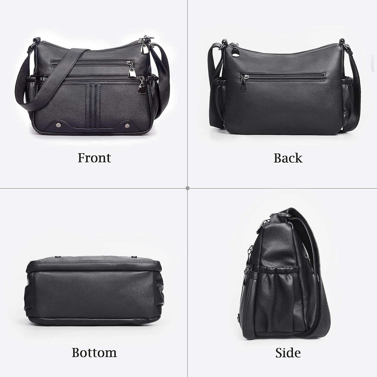 Women Soft PU Leather Shoulder Bag Multi Pocket Crossbody Medium Roomy Tote Top Handle Satchel