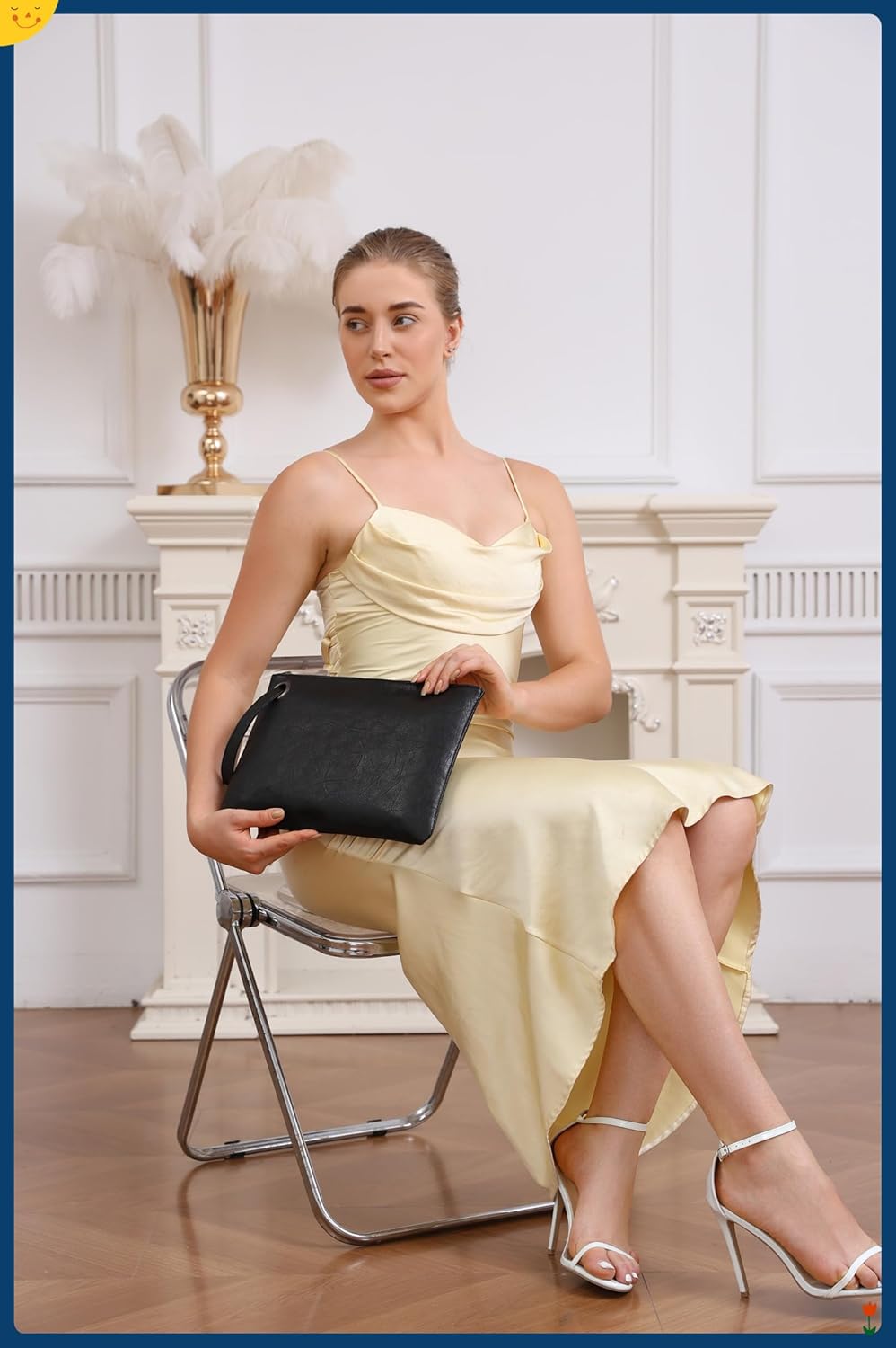 Clutch Purses for Women Evening Bag Handbags Wedding PU Leather Wristlet