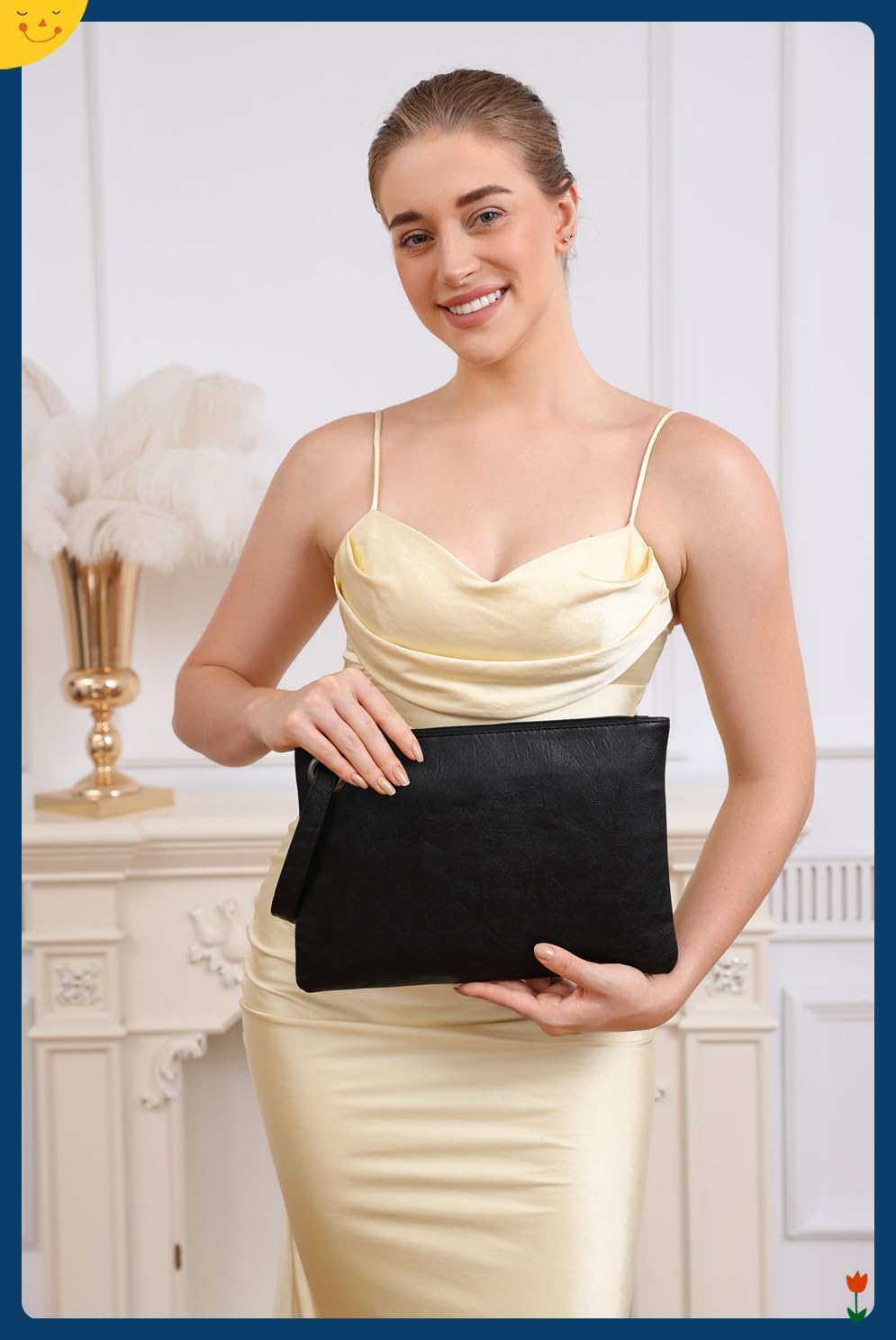 Clutch Purses for Women Evening Bag Handbags Wedding PU Leather Wristlet