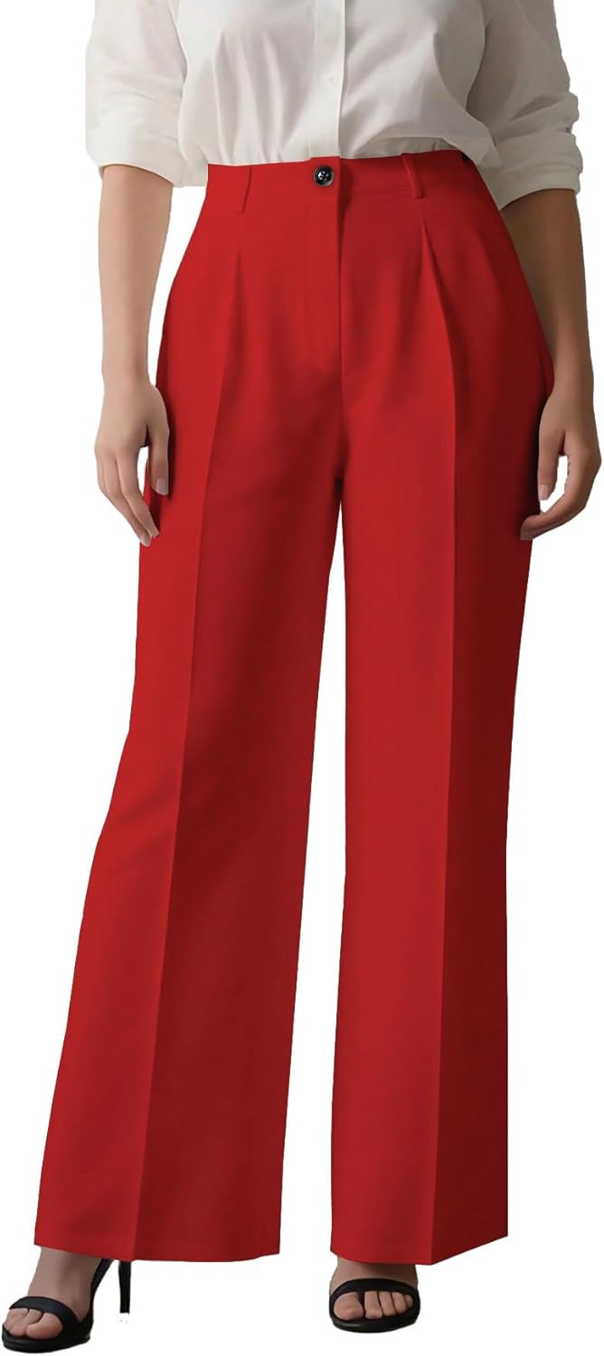 Women's High Waist Wide Leg Pants Tailored Flowy Trousers Casual Work Pants