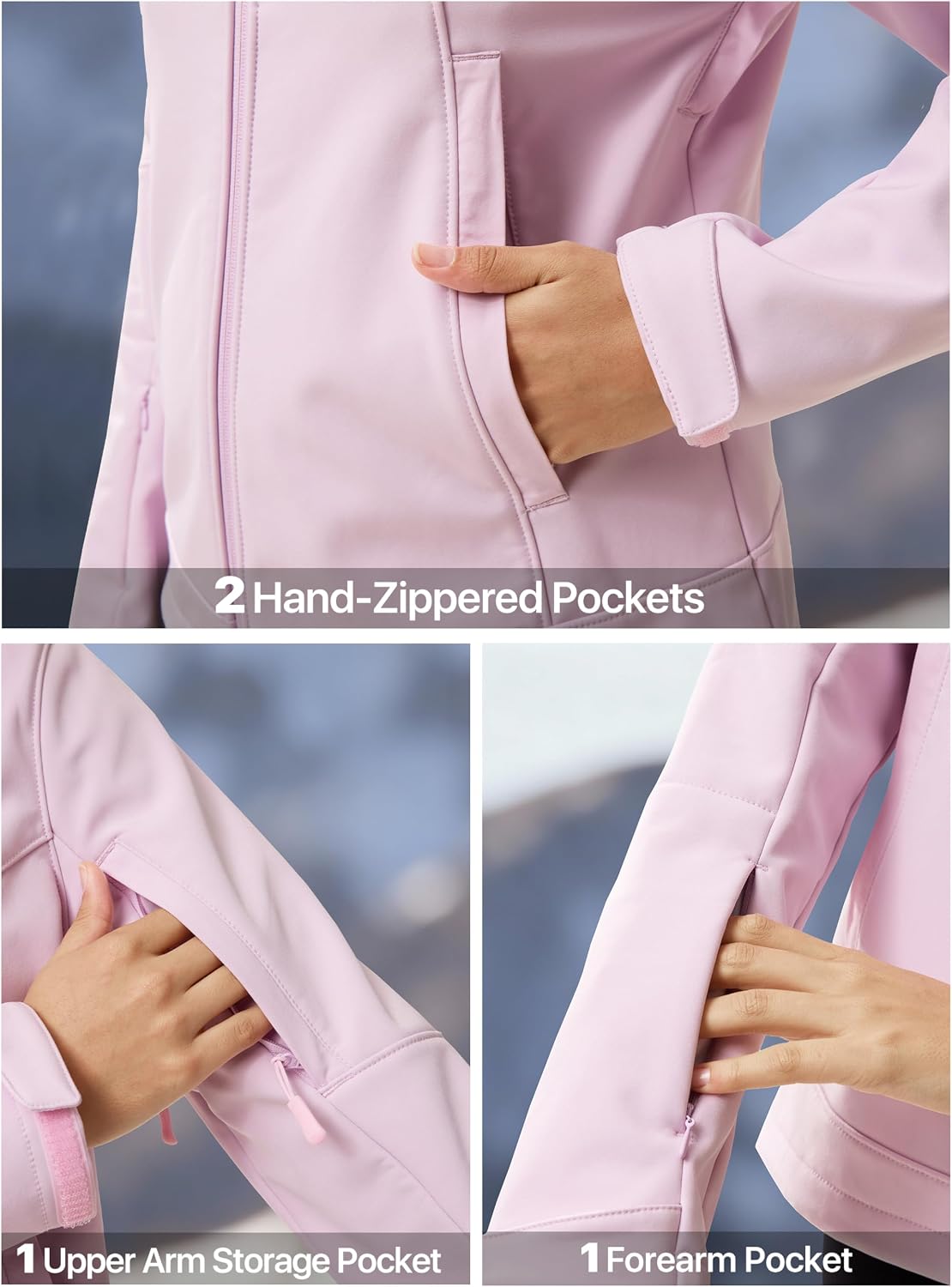 Women's Waterproof Softshell Jacket with Hood Fleece Lined Warm Lightweight Windproof Rain Jacket for Hiking Women's Waterproof Softshell Jacket with Hood Fleece Lined Warm Lightweight Windproof Rain Jacket for Hiking
