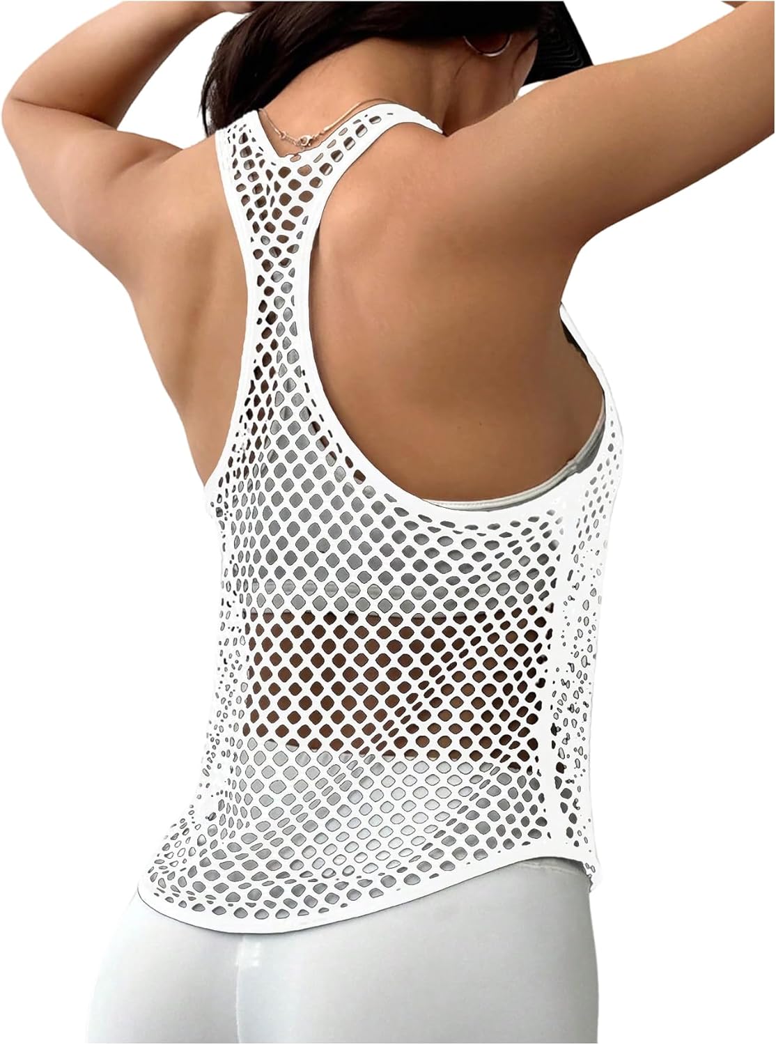 Women's Racerback Workout Tank Tops Fishnet Sleeveless Athletic Yoga Shirts