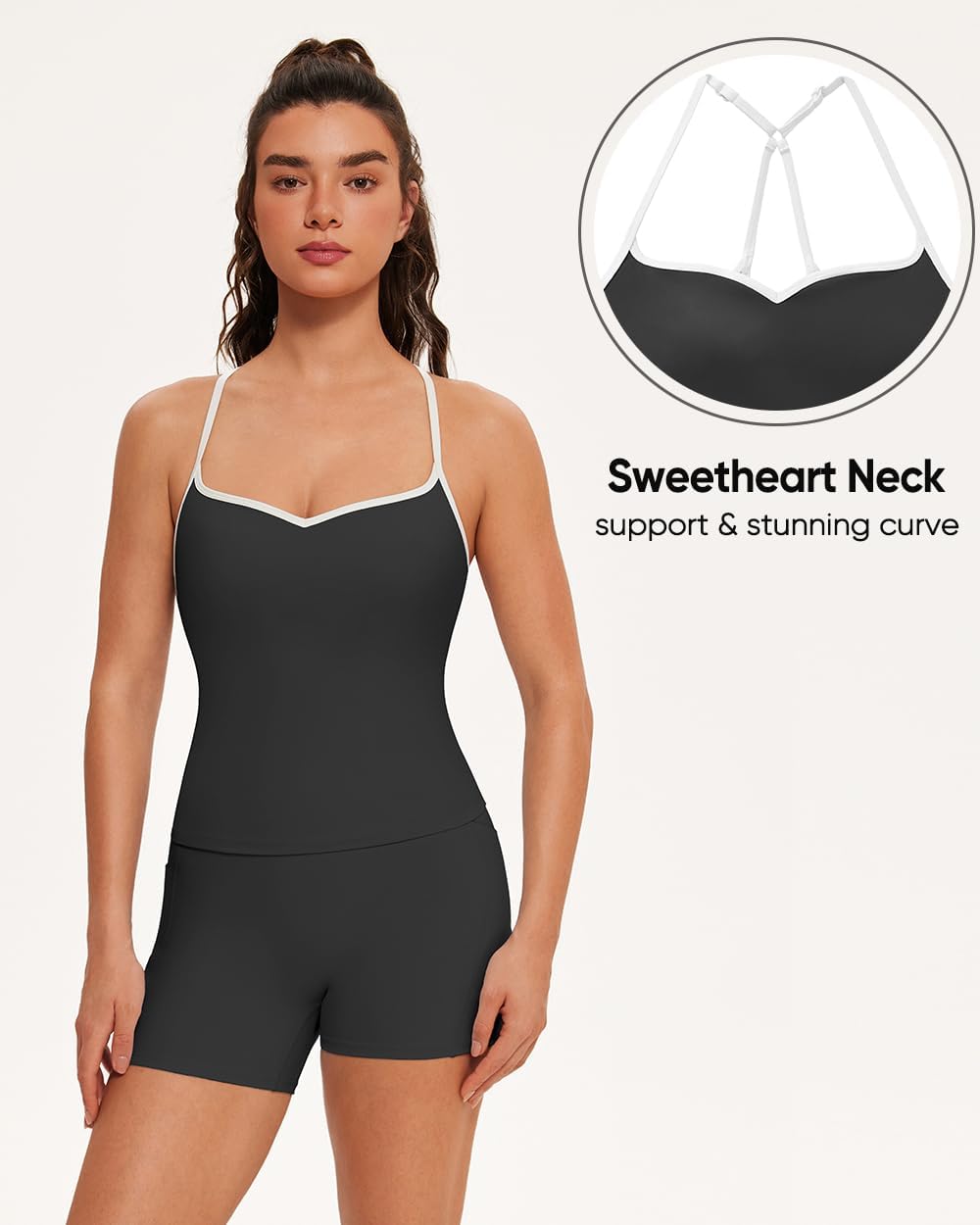 Sports Bras for Women Cute Sweetheart Neck Workout Tank Tops Open Back Yoga Bra Top