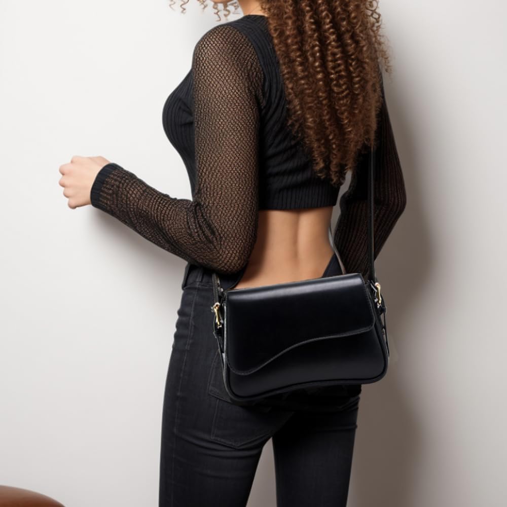 Shoulder Bag for Women PU Leather Hobo Handbag Clutch Saddle Bag with 2 Removable Straps