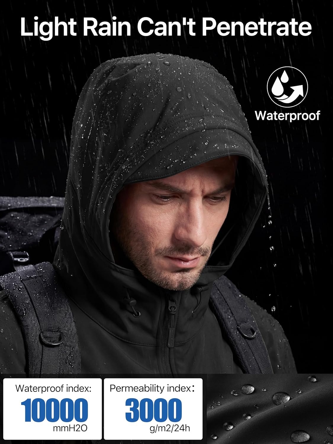 Men's Outdoor Waterproof Soft Shell Hooded Military Tactical Jacket