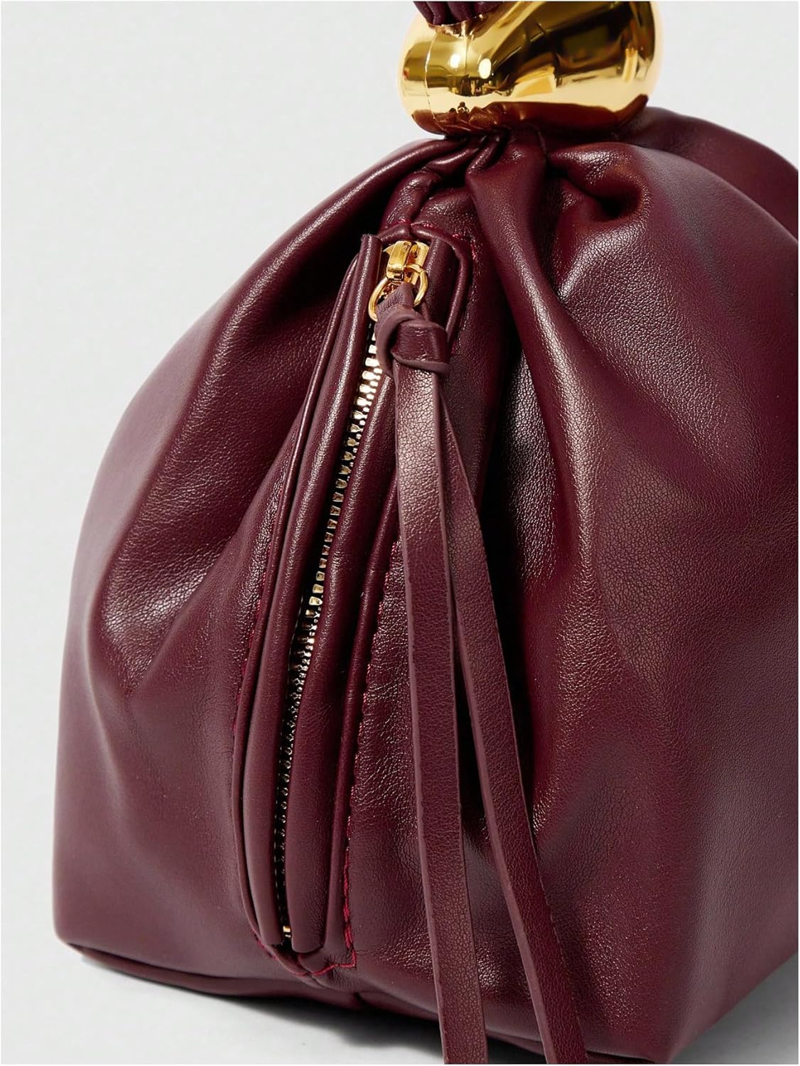 Women's Mini Leather Bucket Bags Top Handle Purse Buckle Handbags Hobo Bag