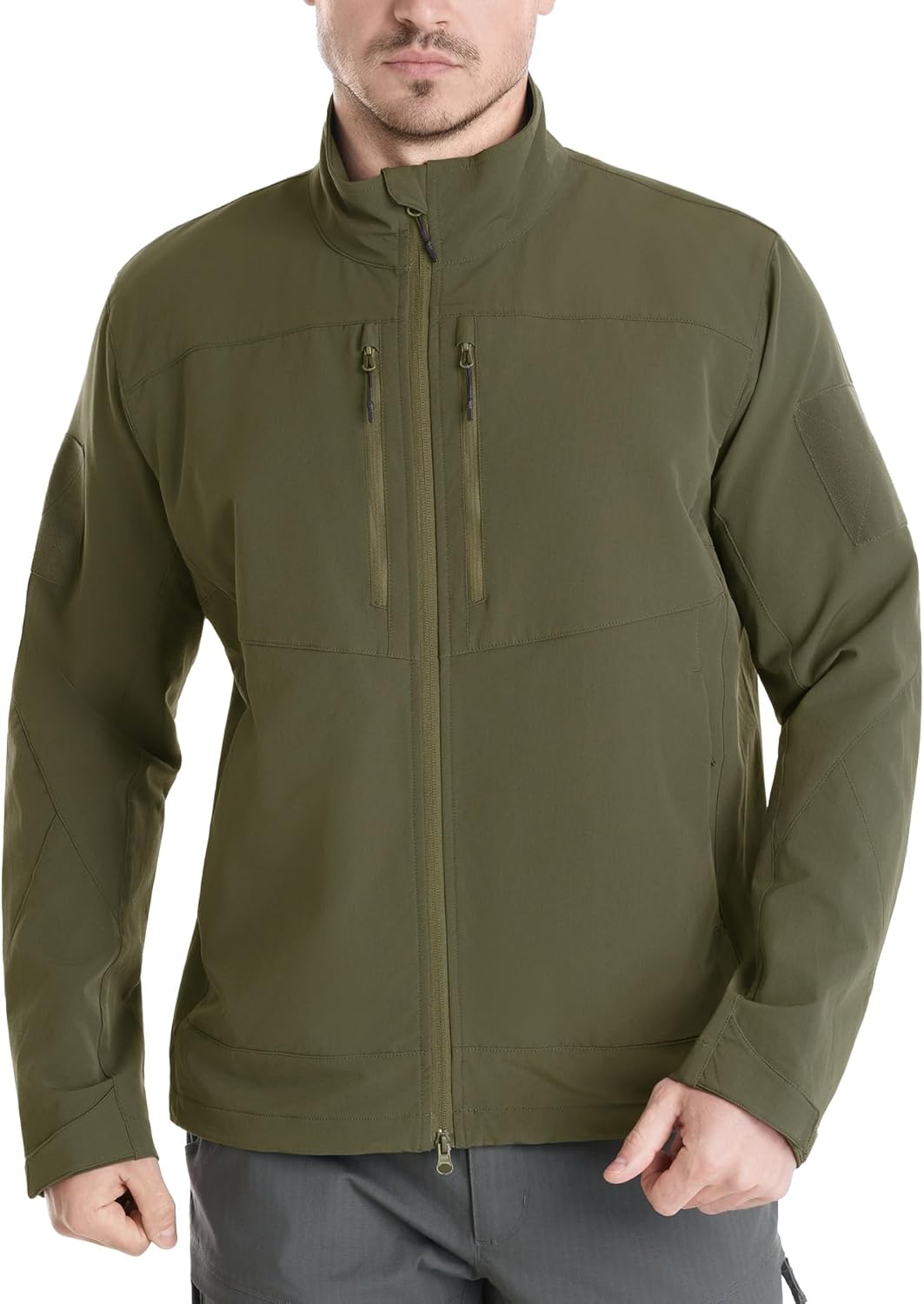 Men's Tactical Rain Jacket Lightweight Water Resistant Stretch Windbreaker Zip Up Jacket for Travel Hiking Cycling