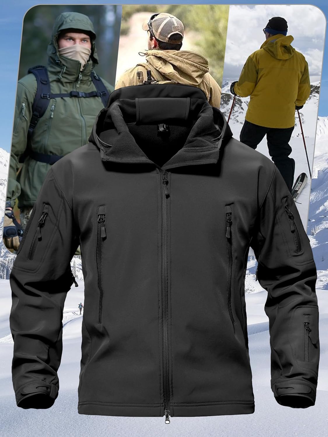 Men's Special Ops Military Tactical Soft Shell Rain Warm Fleece Lined Jacket Winter Hood Coat Hiking Snowboard