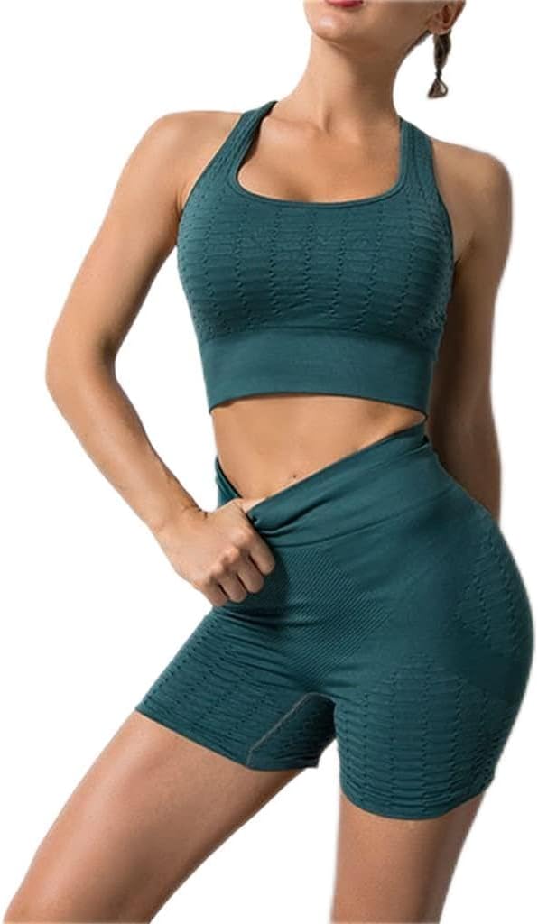 Fitness Yoga Suit Bra Female European and Seamless Vest High Waist Peach Hip Shorts Sports