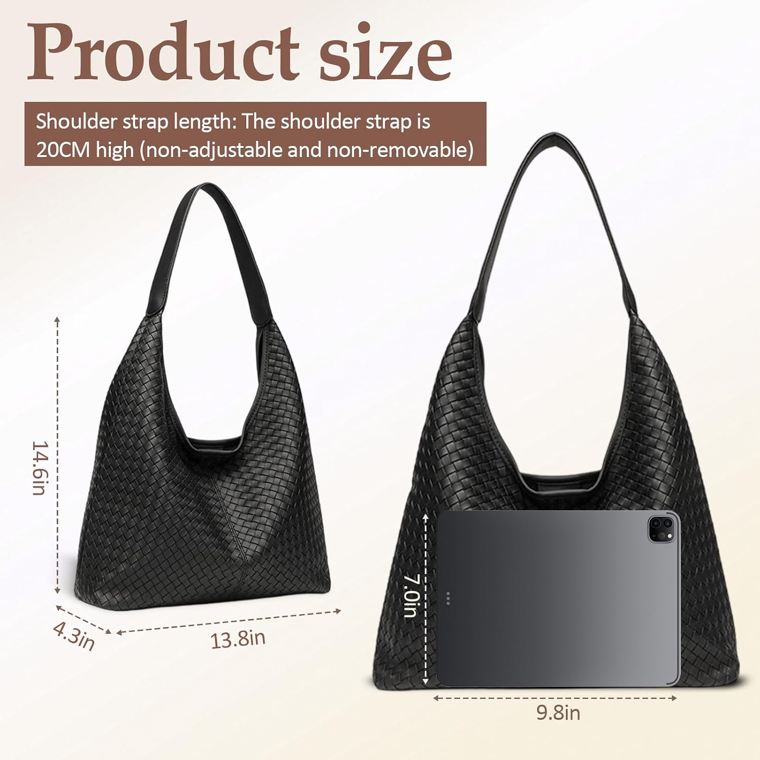 Woven Textured Tote Bag for Women Vegan Leather Hobo Shoulder Bag Large Capacity Slouchy Handbag Work Purse