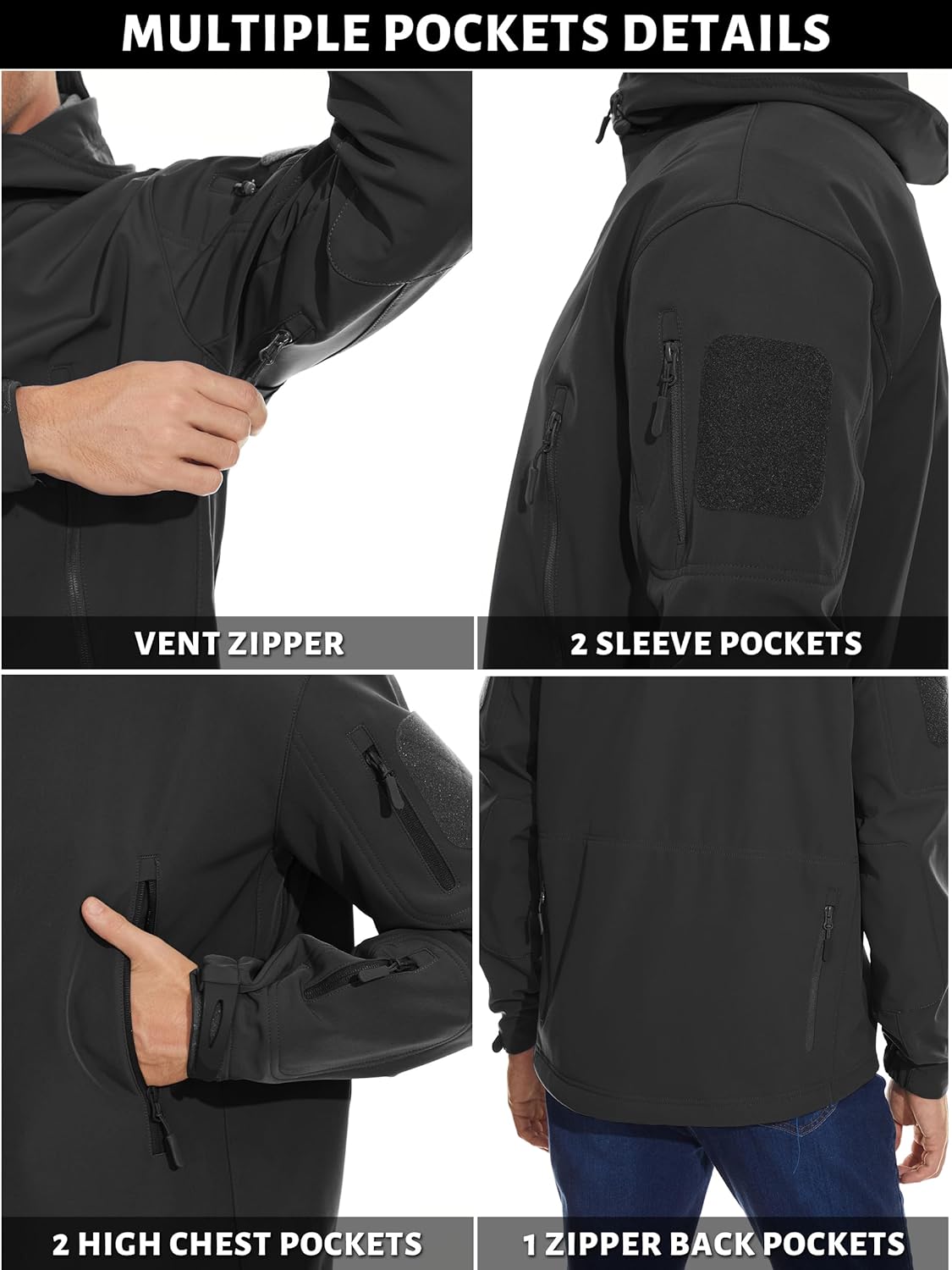 Men's Special Ops Military Tactical Soft Shell Rain Warm Fleece Lined Jacket Winter Hood Coat Hiking Snowboard