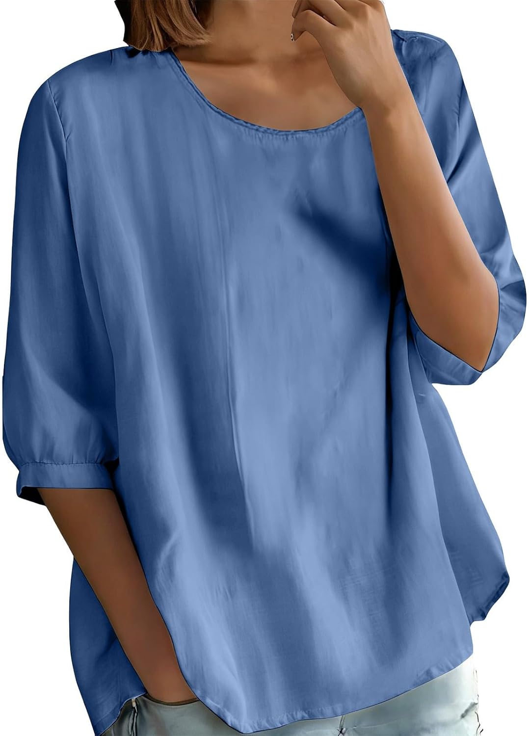 Women's Cotton Linen Tops Summer Short Sleeve Crew Neck Casual Blouse Summer Lightweight Tees